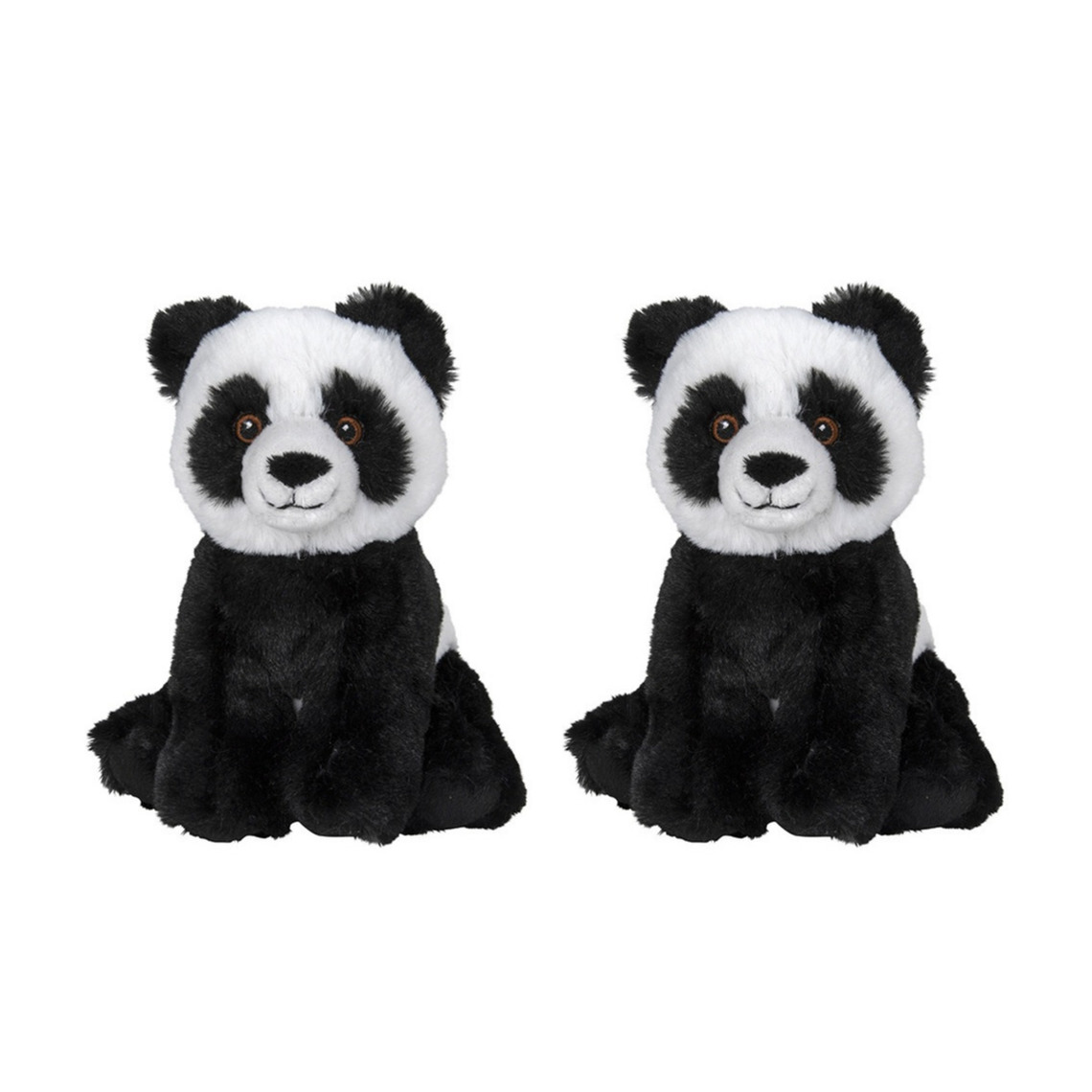 Set van 2x stuks pluche knuffel panda beer van 16 cm -