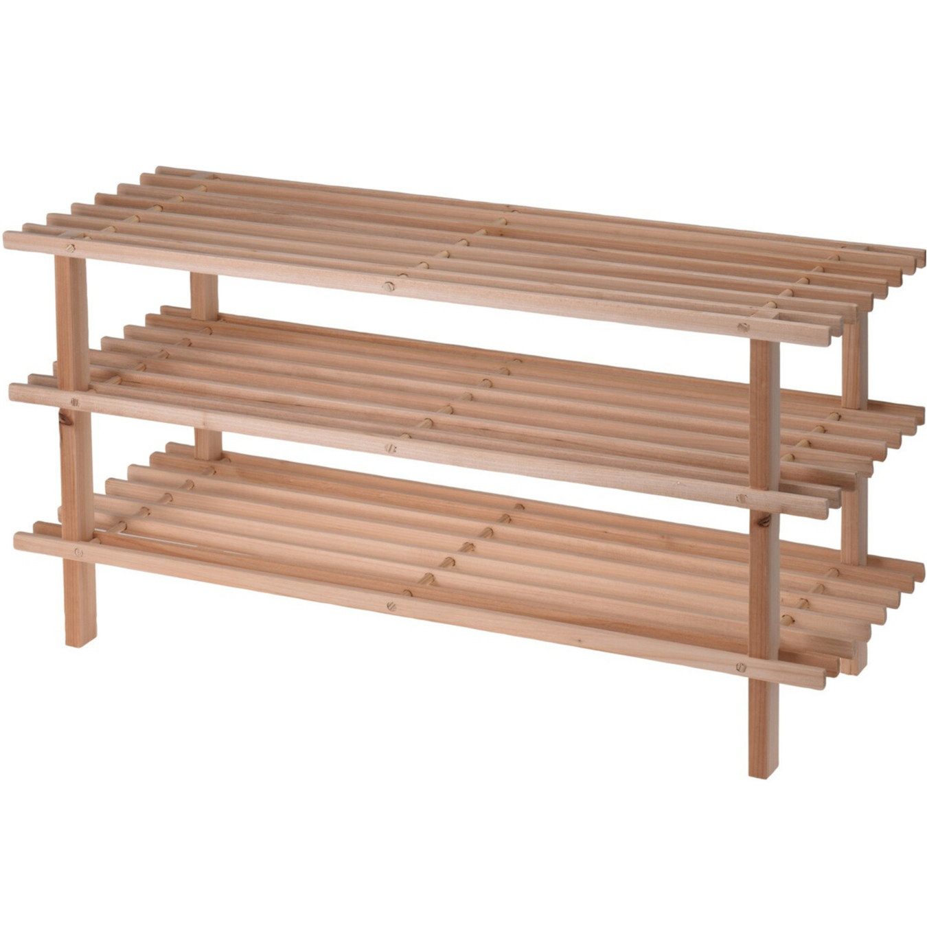 Schoenenrek - hout - 3-laags - 77 x 26 x 40 cm - schoenenbank -