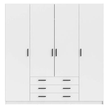 Kledingkast Sprint 4-deurs - wit - 200x196x50 cm - Leen Bakker