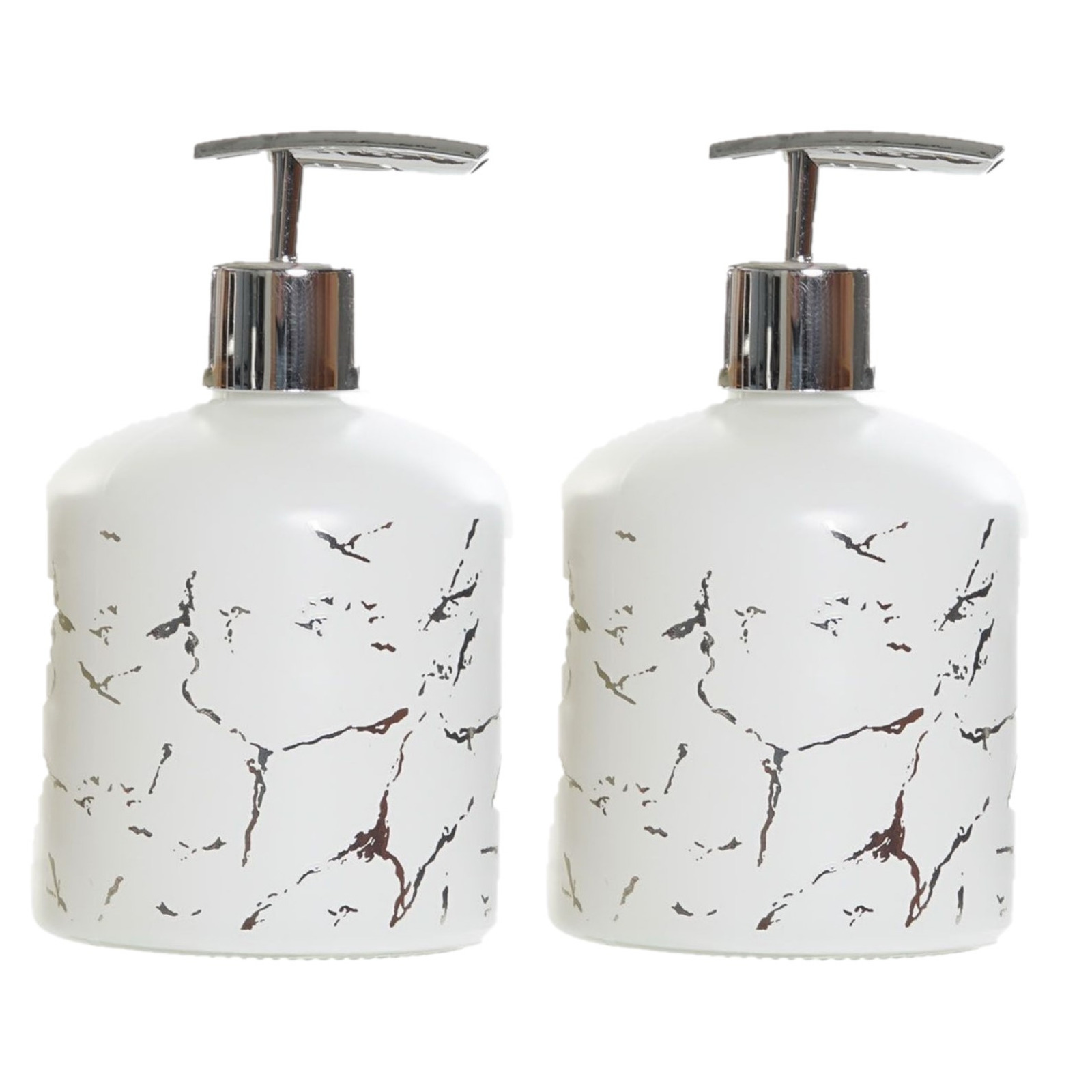 2x stuks zeeppompjes/zeepdispensers wit van glas 350 ml -