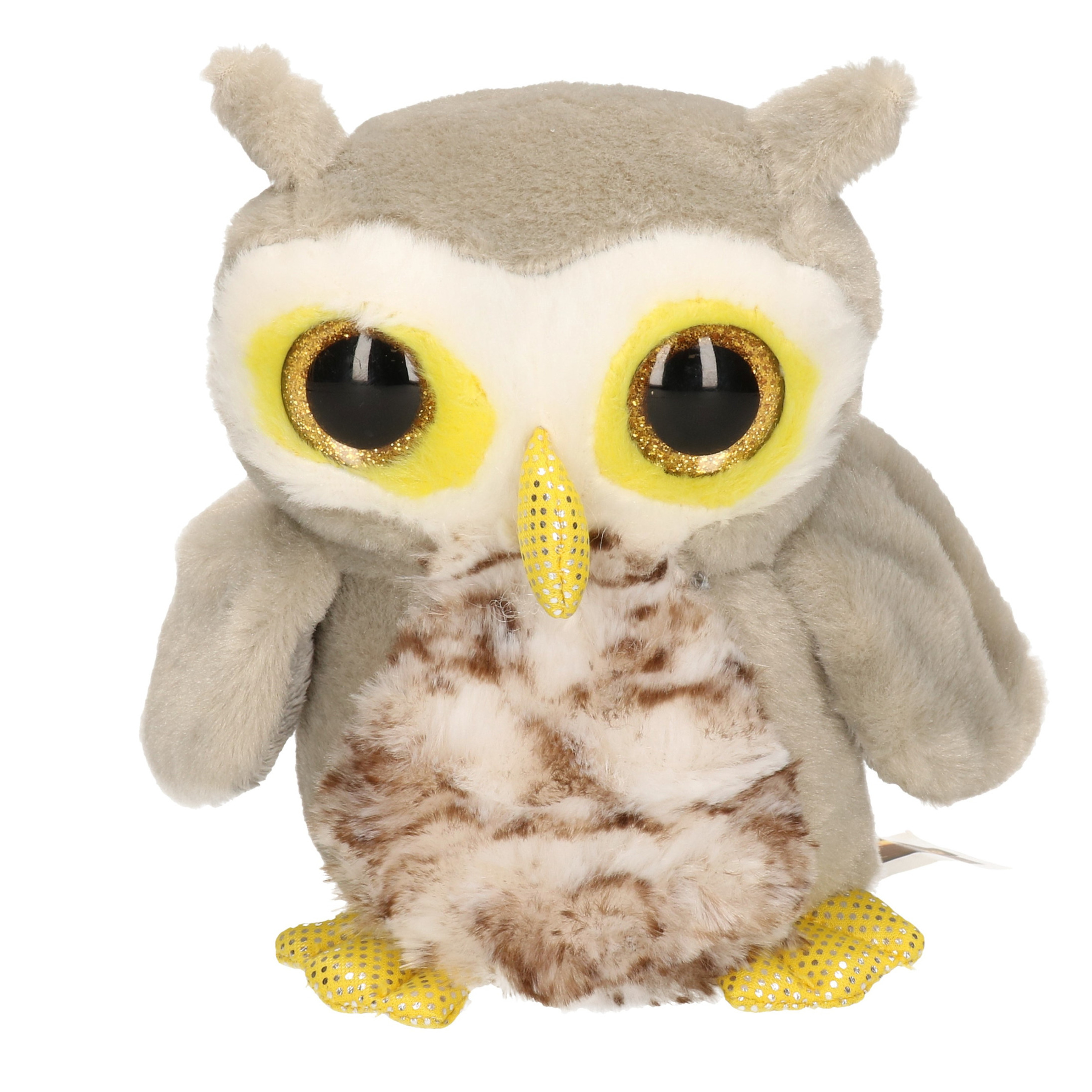 Pluche uil knuffel grijs 16 cm -