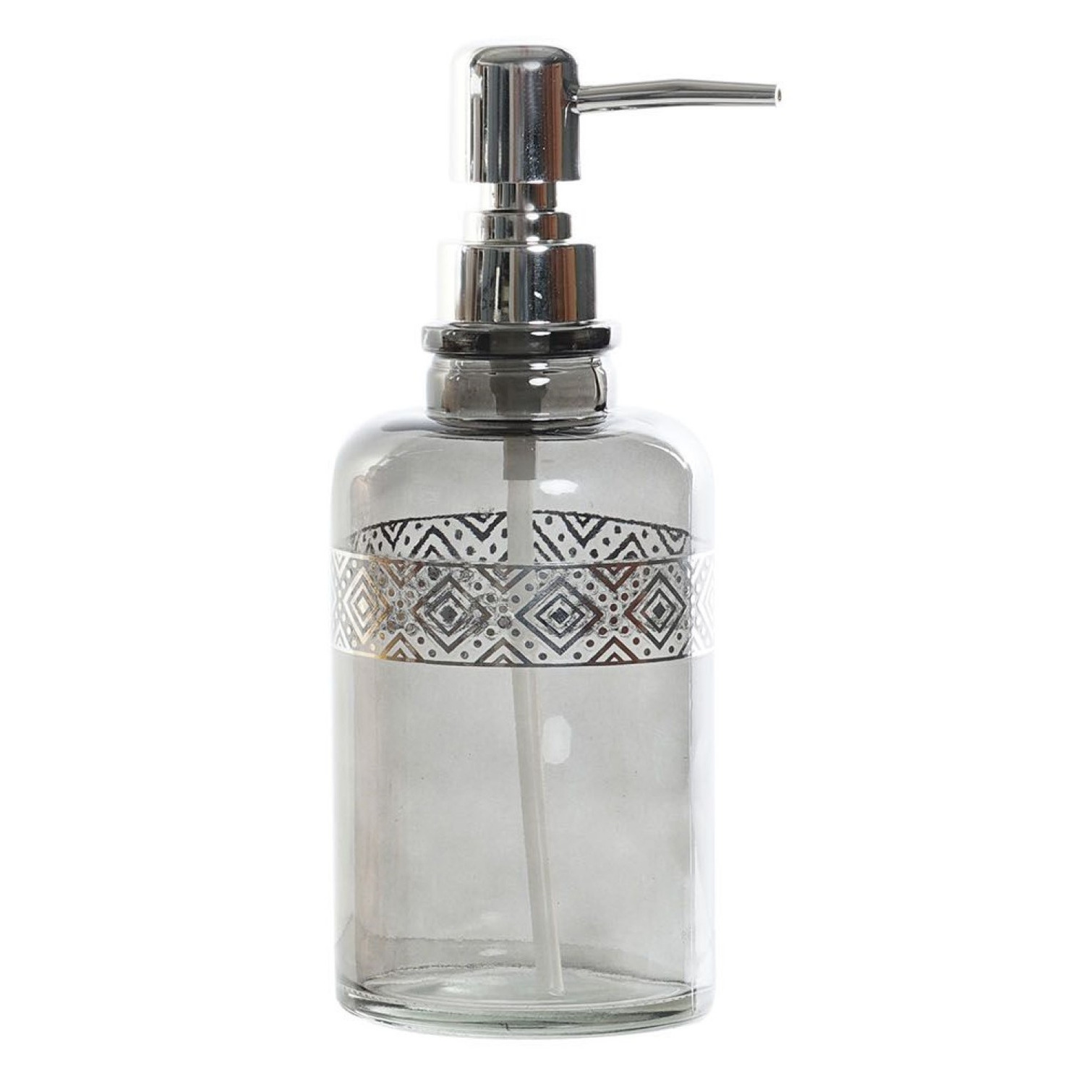 Zeeppompje/zeepdispenser grijs transparant van glas 400 ml -