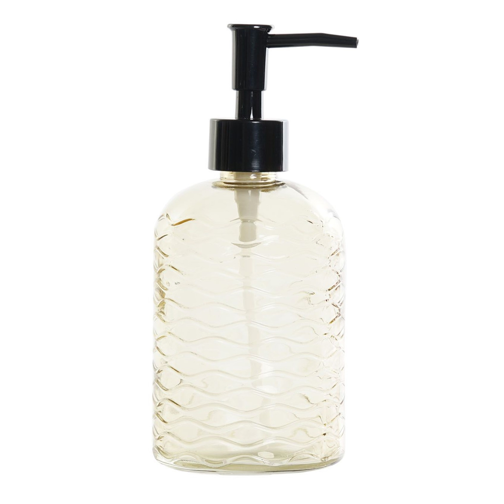 Zeeppompje/zeepdispenser geel van glas 450 ml -