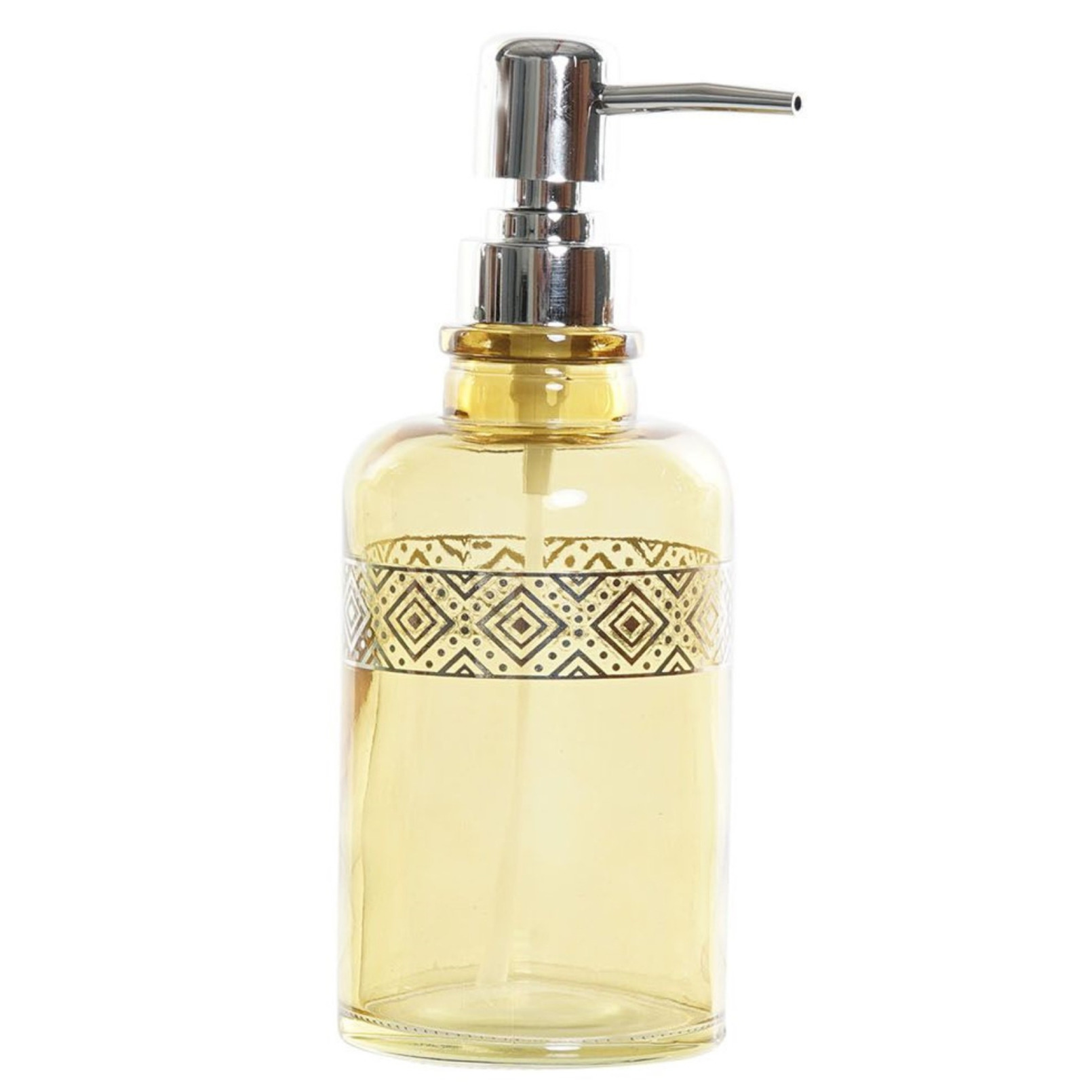 Zeeppompje/zeepdispenser geel transparant van glas 400 ml -