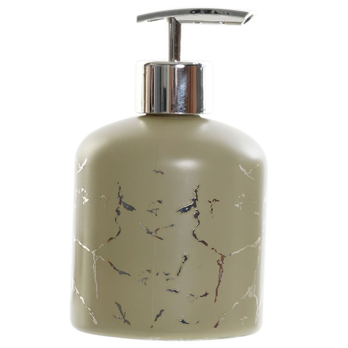 Zeeppompje/zeepdispenser kaki groen van glas 350 ml -