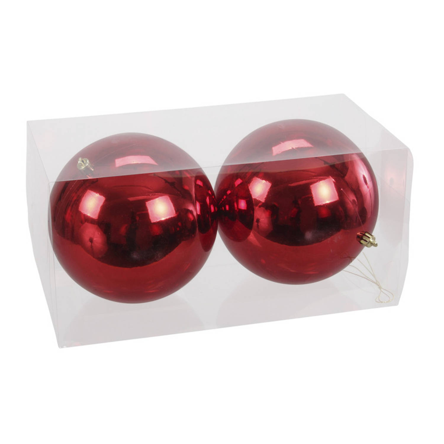 2x Grote kunststof kerstballen rood 15 cm - Kerstbal