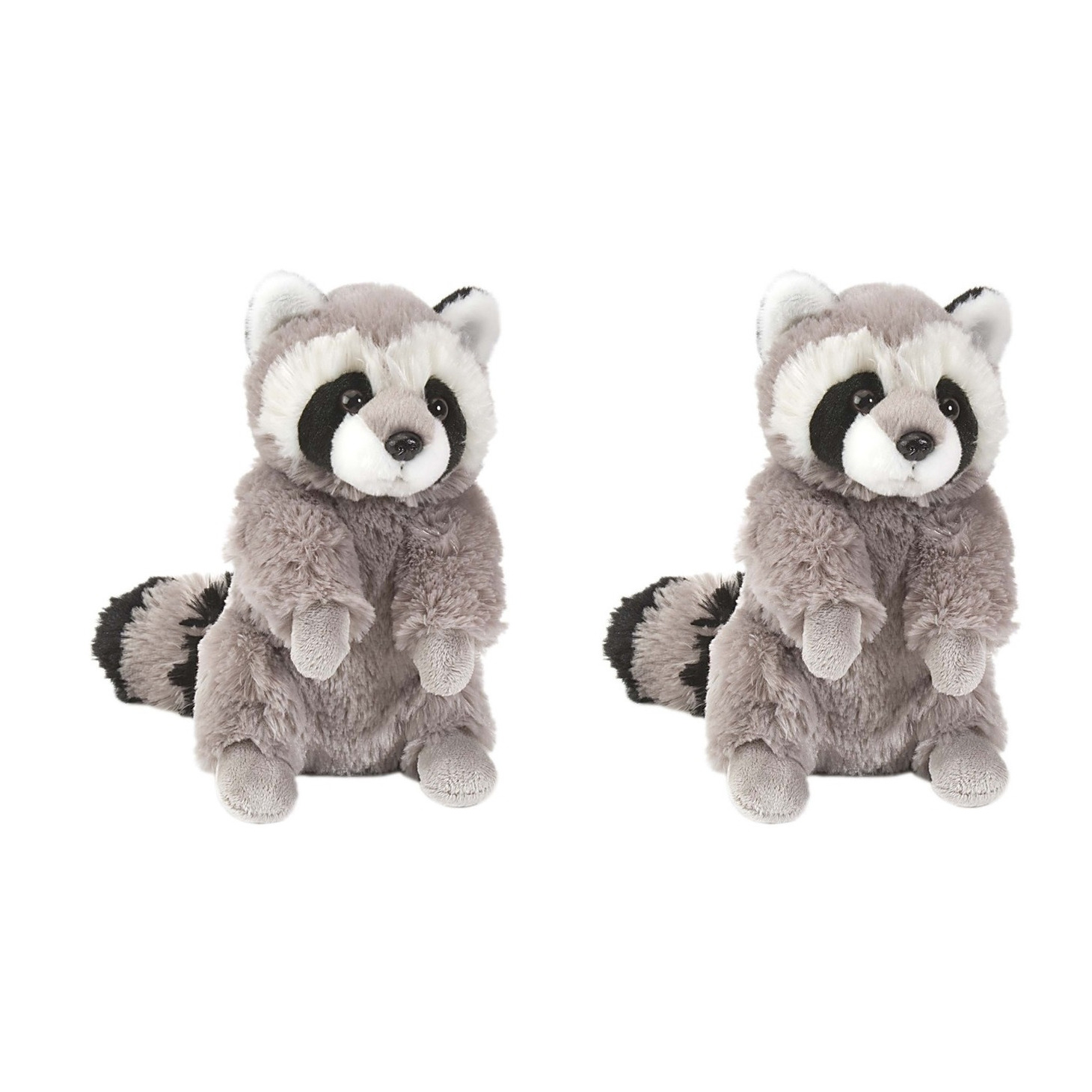 Wild Republic pluche knuffel wasbeer - 2x stuks - 25 cm - Wasberen dieren knuffels -