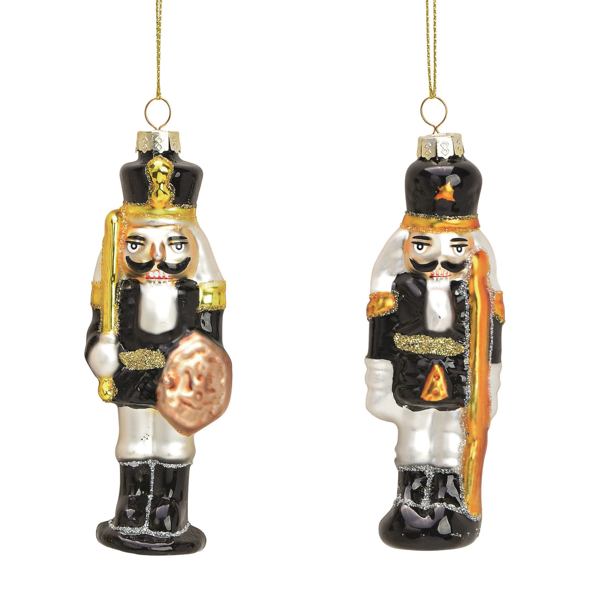 2x stuks kersthangers notenkrakers poppetjes/soldaten zwart 12 cm -