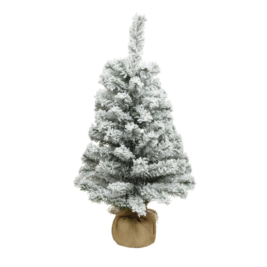 Everlands kunst kerstboom - H60 cm - met sneeuw - kunstboom - jute zak - Imperial -