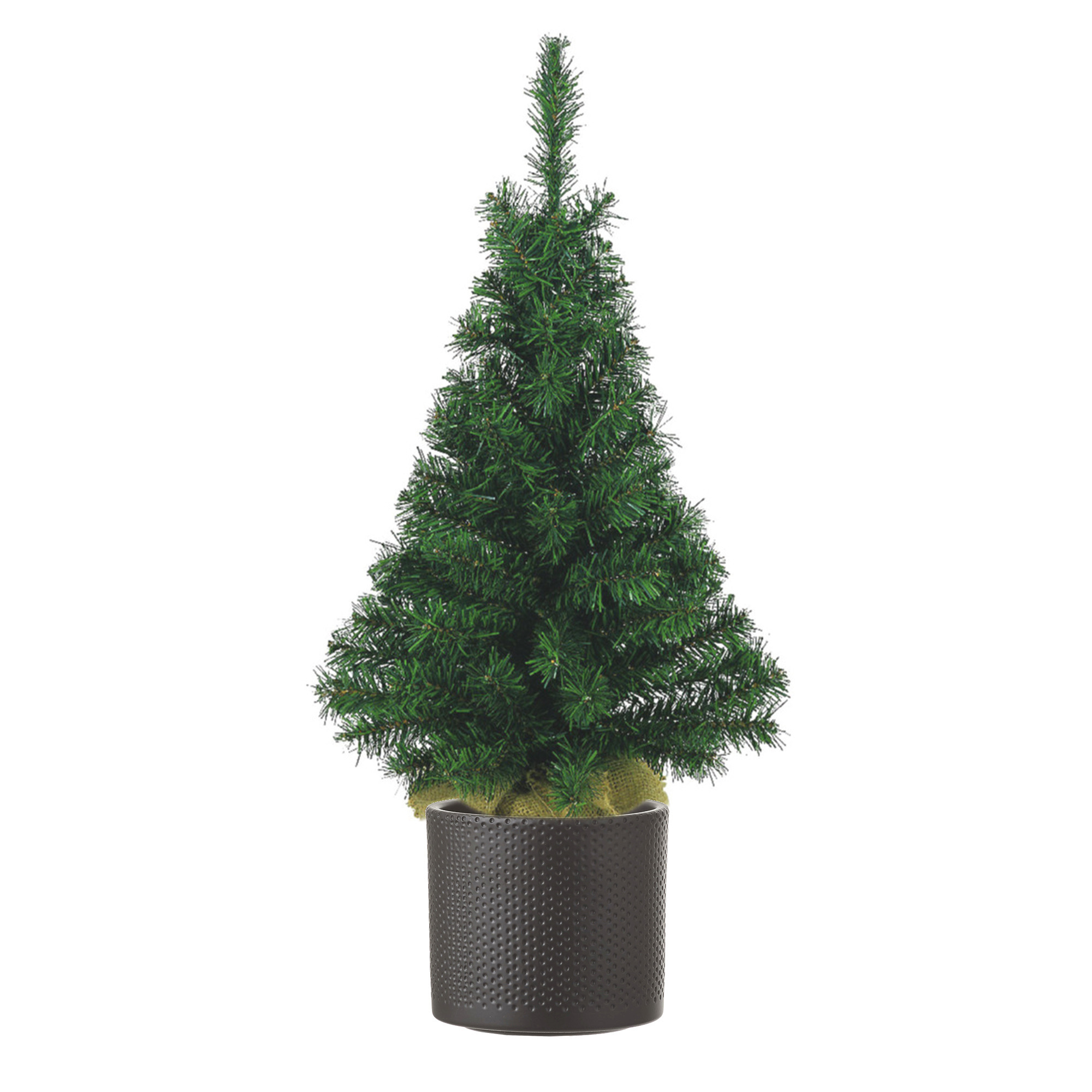 Volle kunst kerstboom 75 cm inclusief donkergrijze pot -