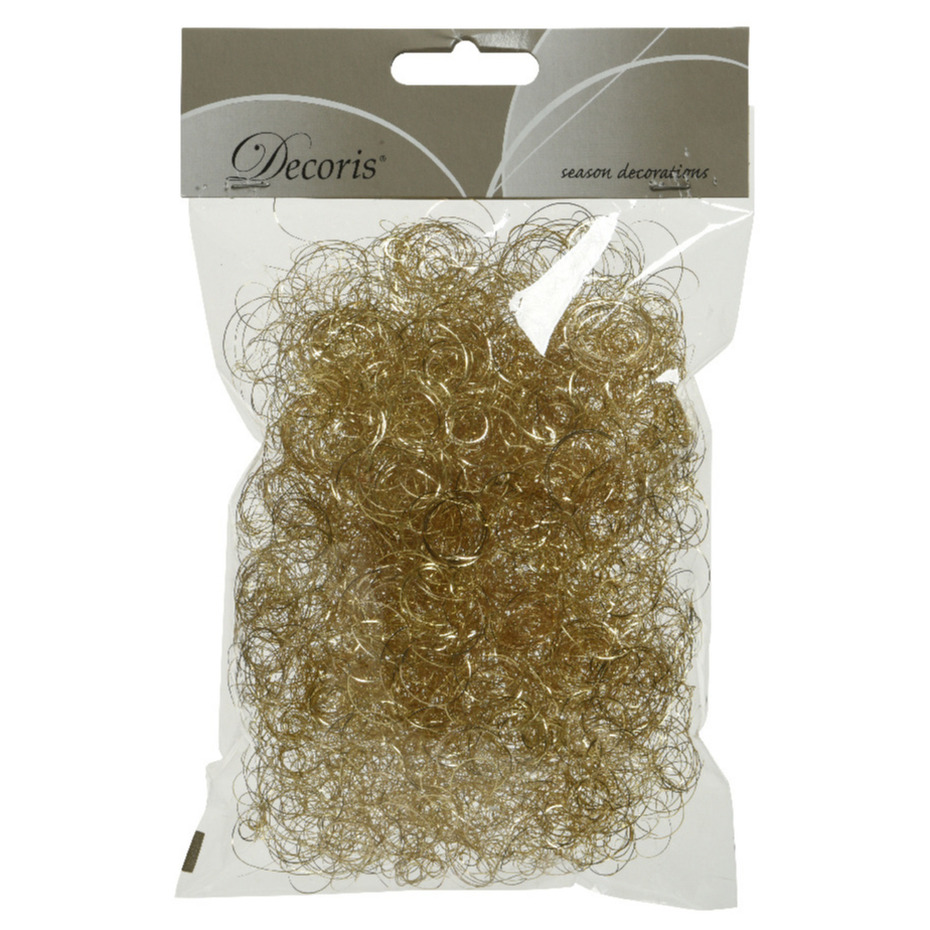 2x zakjes synthetisch engelenhaar goud 2 x 13,5 x 20 cm kerstversiering -