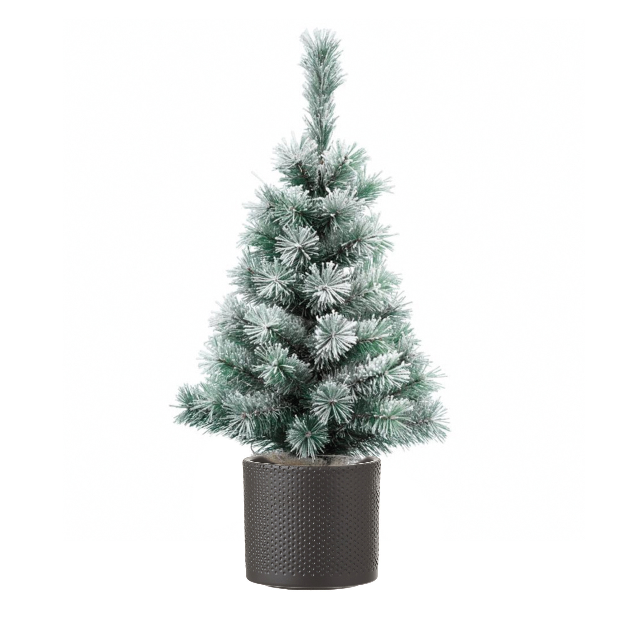 Volle besneeuwde kunst kerstboom 75 cm inclusief donkergrijze pot -