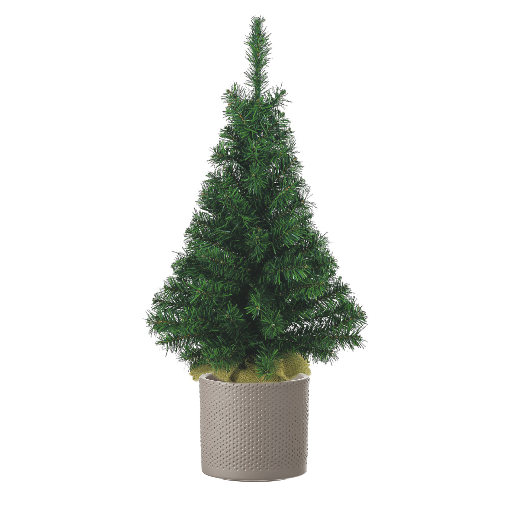 Volle kunst kerstboom 75 cm inclusief taupe pot -