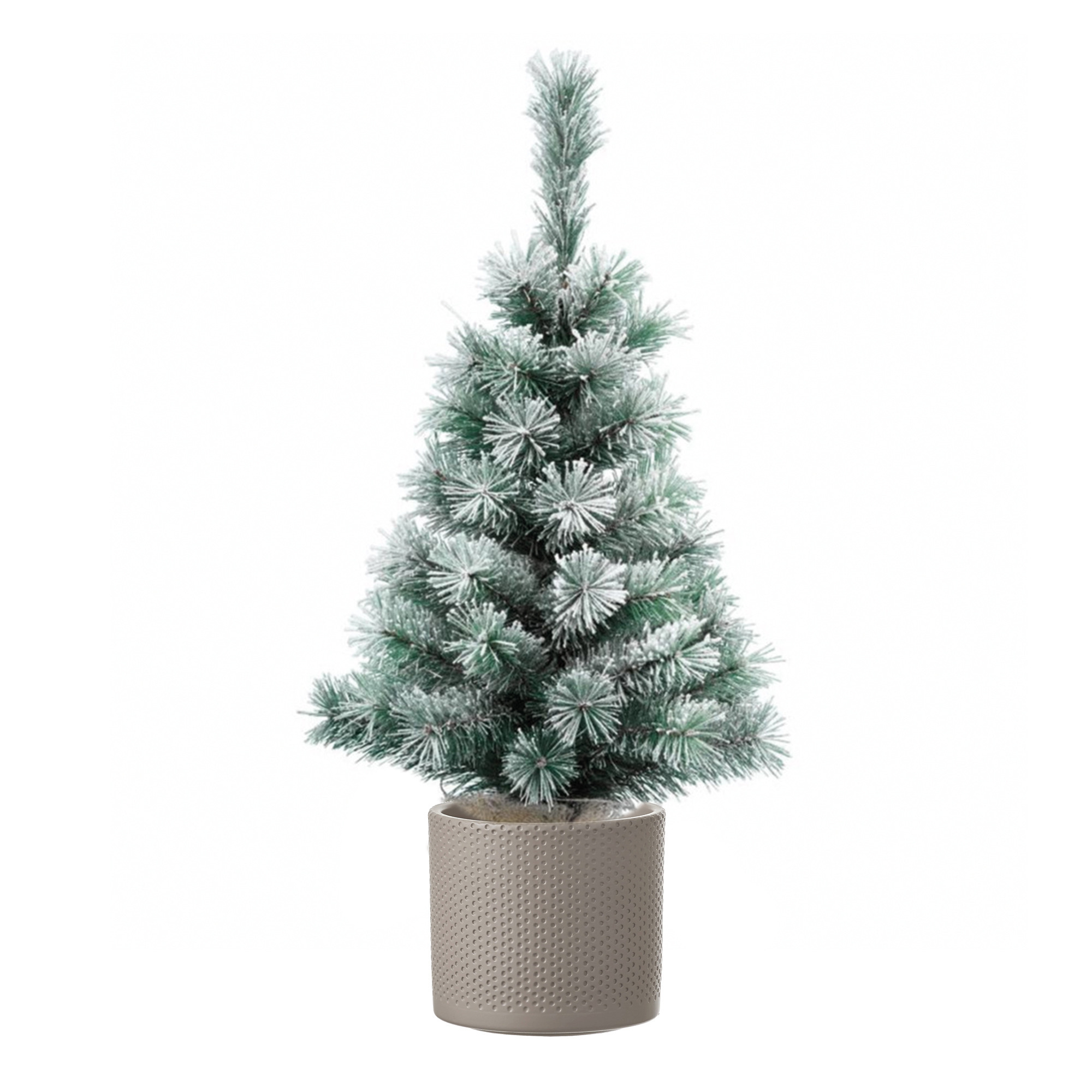 Volle besneeuwde kunst kerstboom 75 cm inclusief taupe pot -