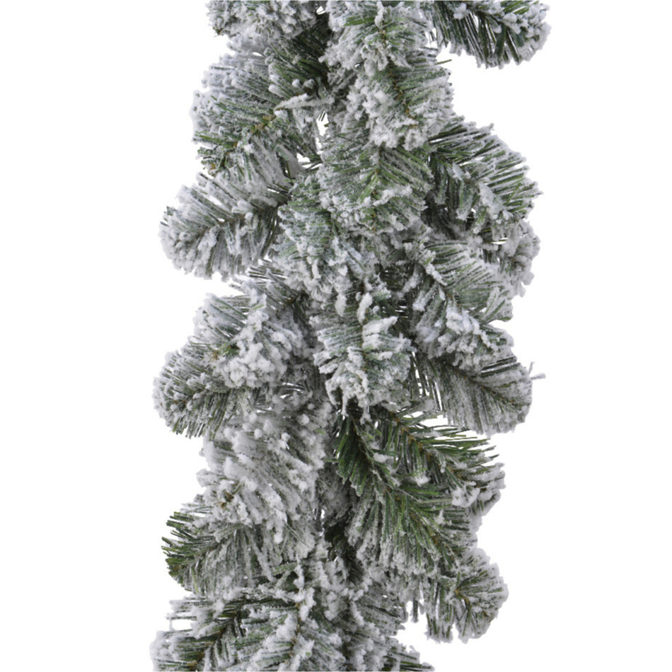 Dennenslinger guirlande - groen met sneeuw - kunststof - 270 cm -