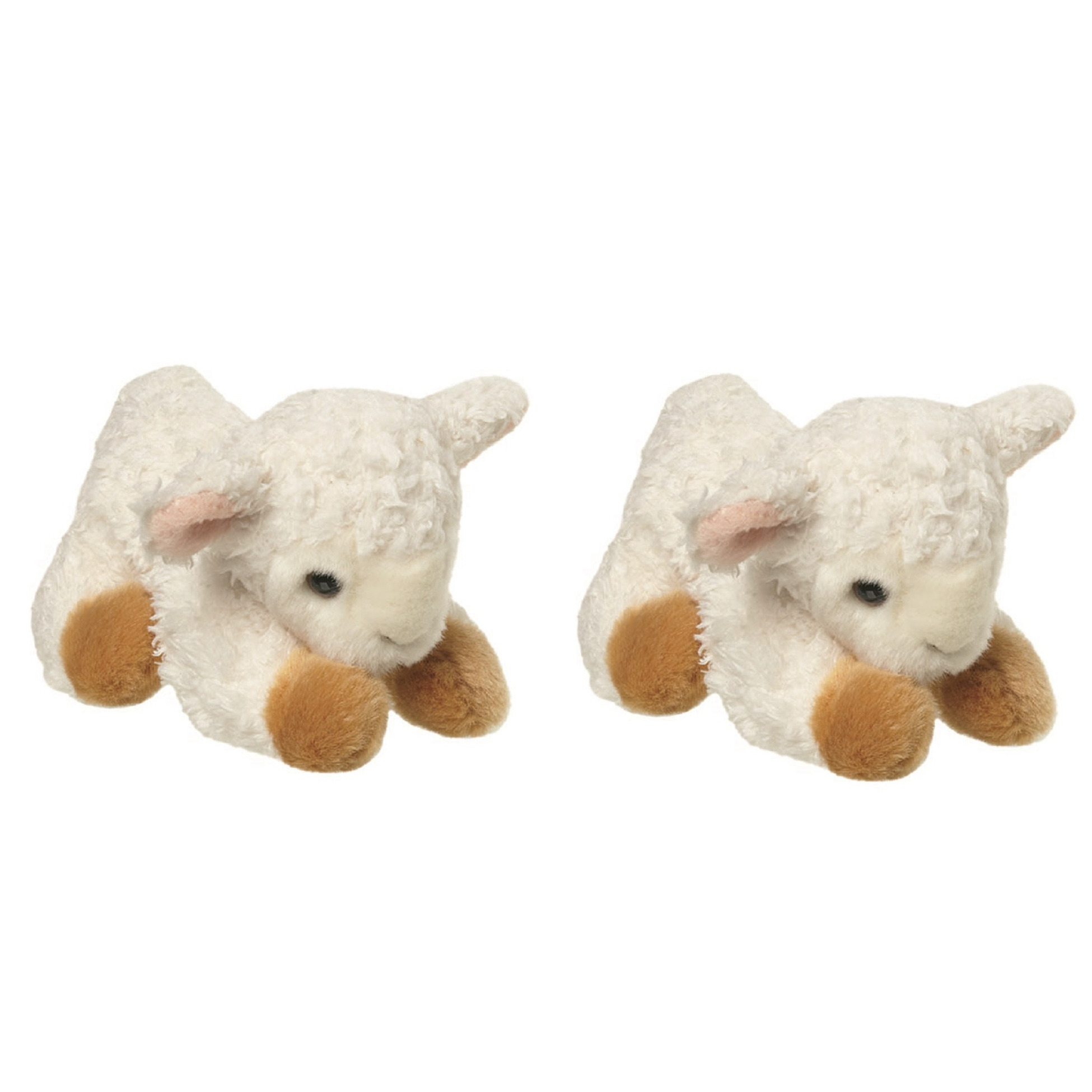 Set van 2x stuks pluche kleine Lammetje knuffel van 14 cm -