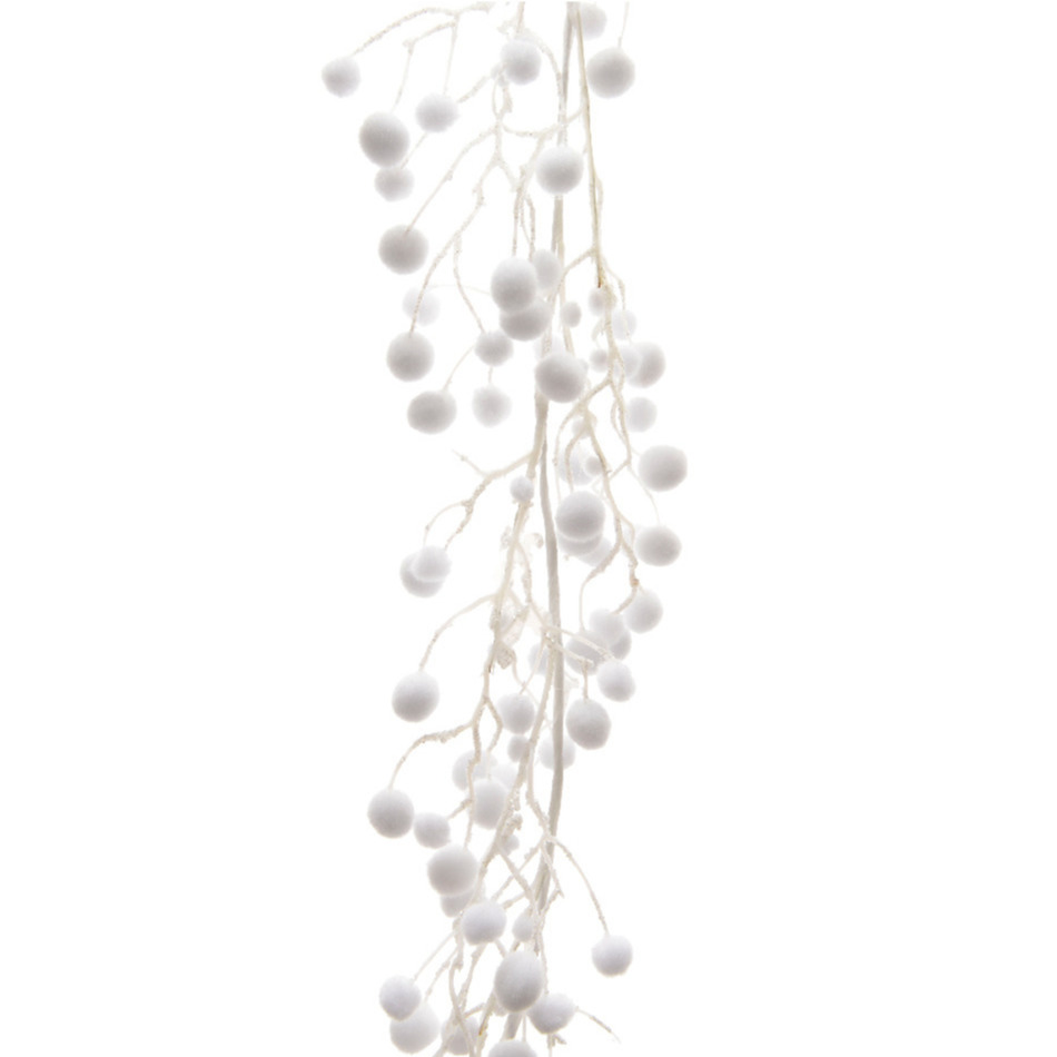 Sneeuwballen slinger met glitters 130 cm sneeuwversiering slingers -
