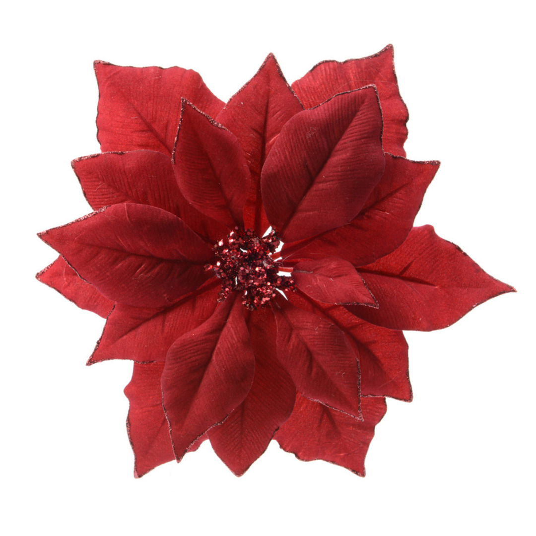 Kersthangers - 24 cm - bloemen kerstster - rood -