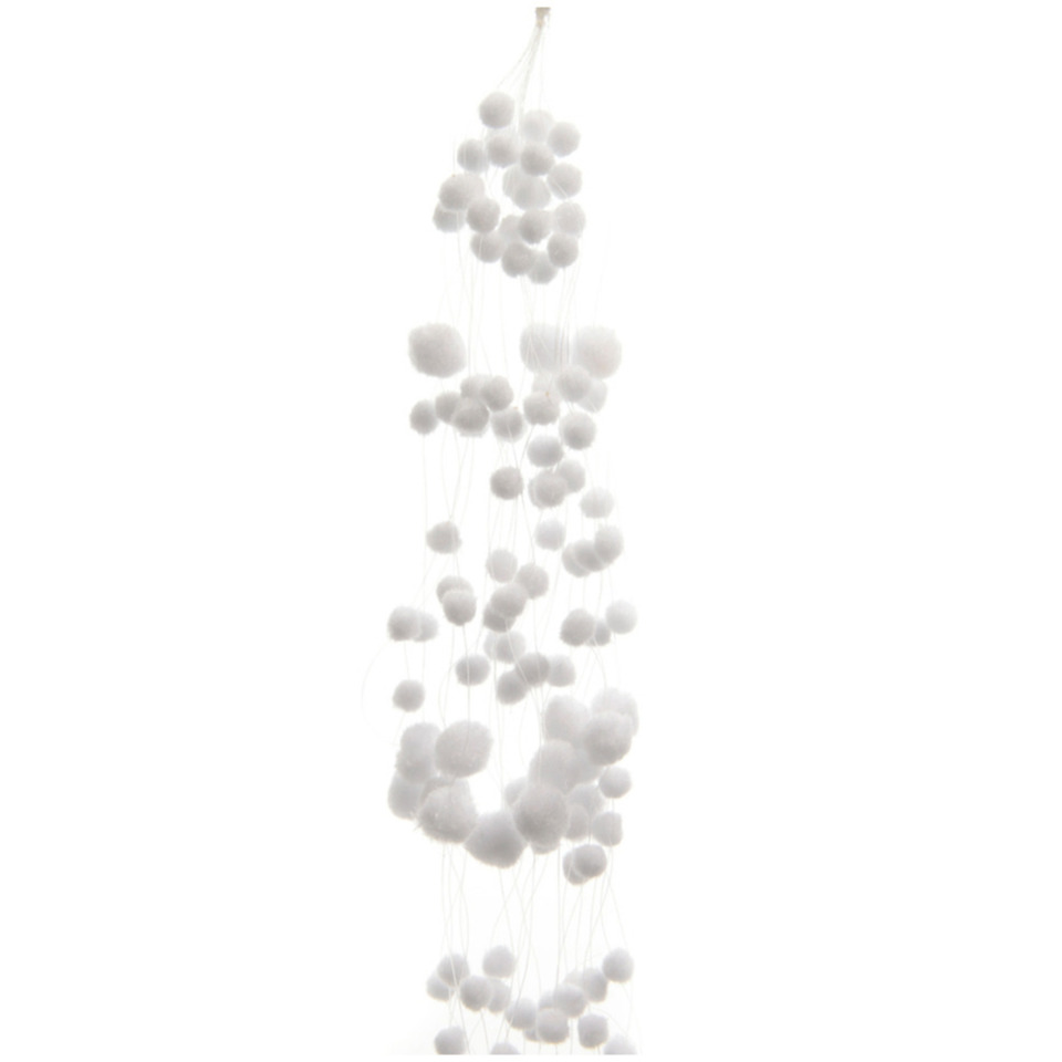 Sneeuwballen slinger - wit -135 cm - polyester - sneeuwversiering - slingers -