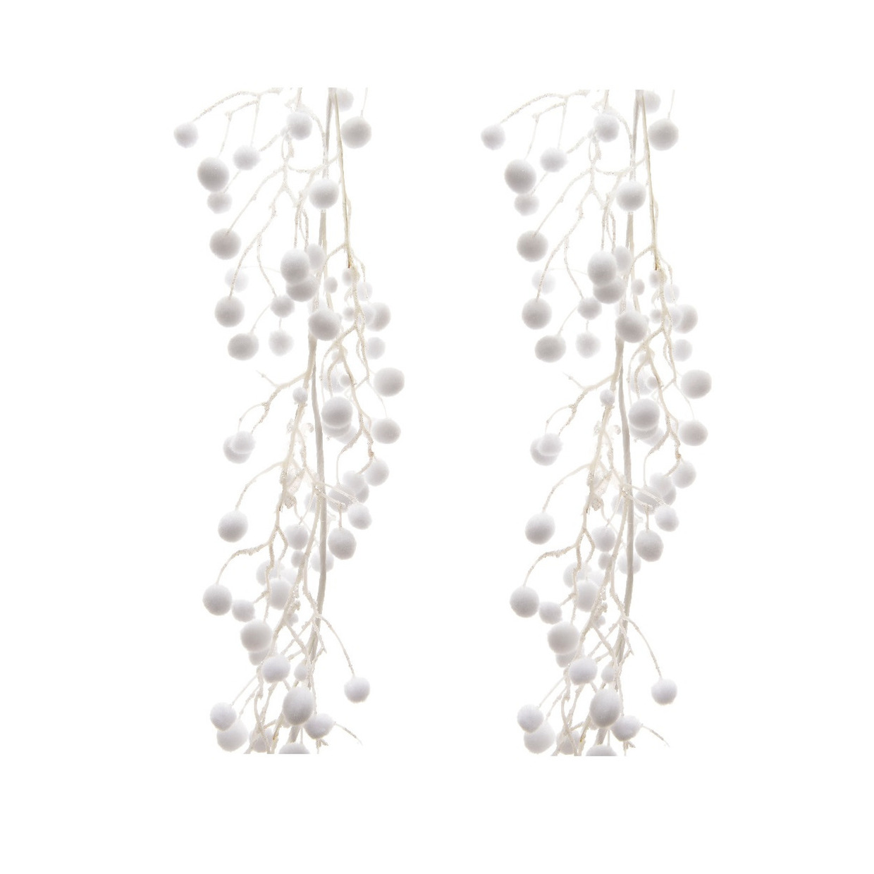 2x stuks sneeuwballen slinger met glitters 130 cm sneeuwversiering slingers -
