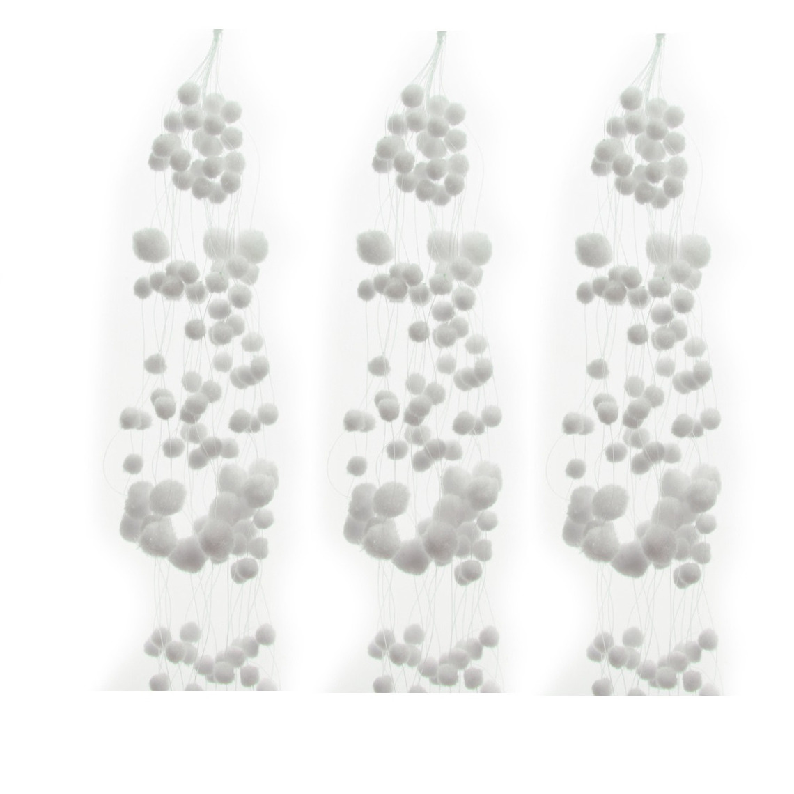Sneeuwballen slinger - 6x stuks - wit - 78 cm - polyester - sneeuwversiering - slingers -