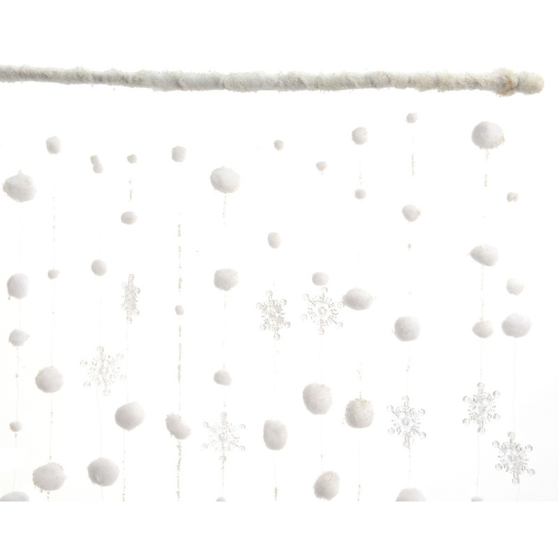 2x stuks sneeuwballen en sneeuwvlokken gordijnen 90 x 200 cm -