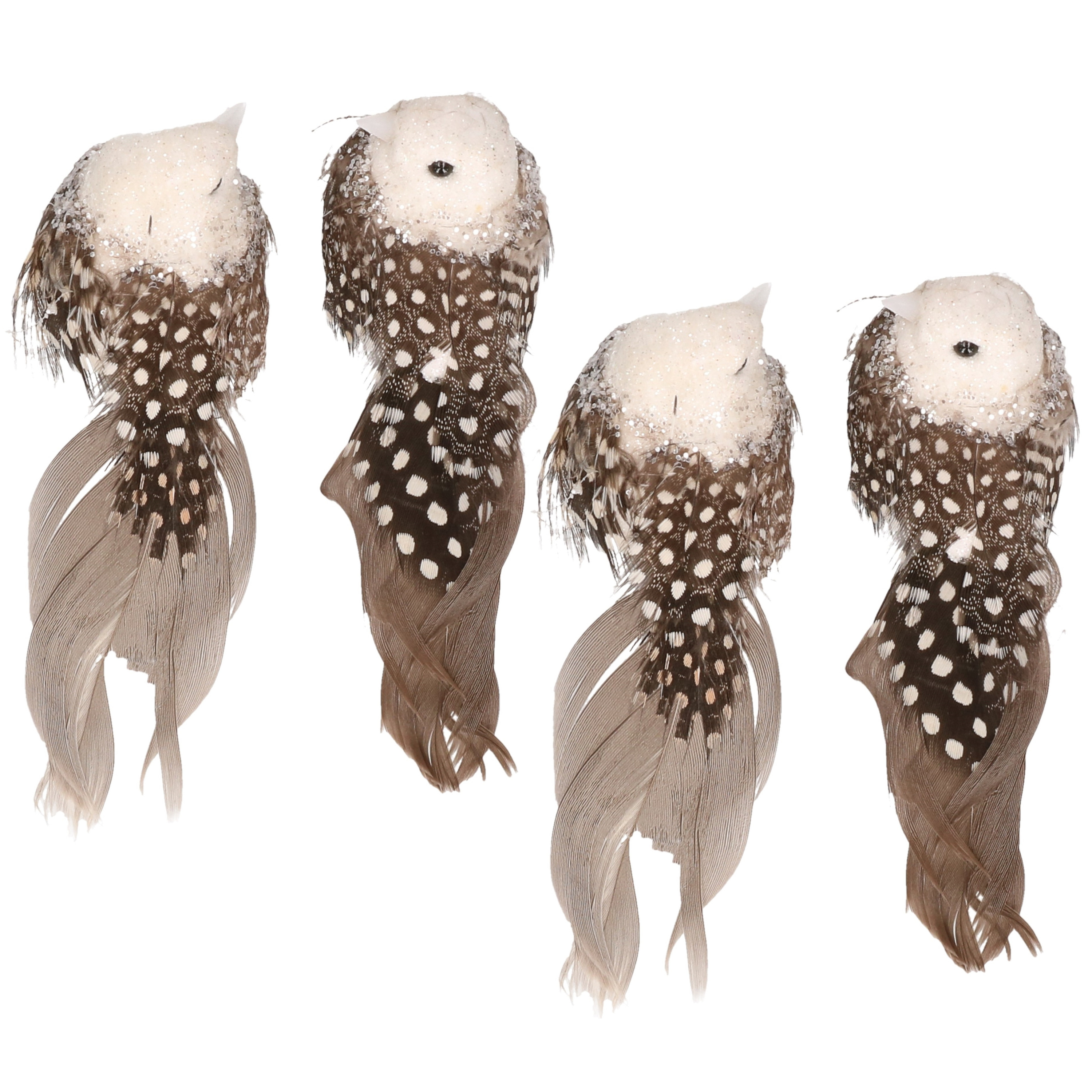 8x Kerstboom decoratie vogeltjes op clip grijs/wit 11 cm -