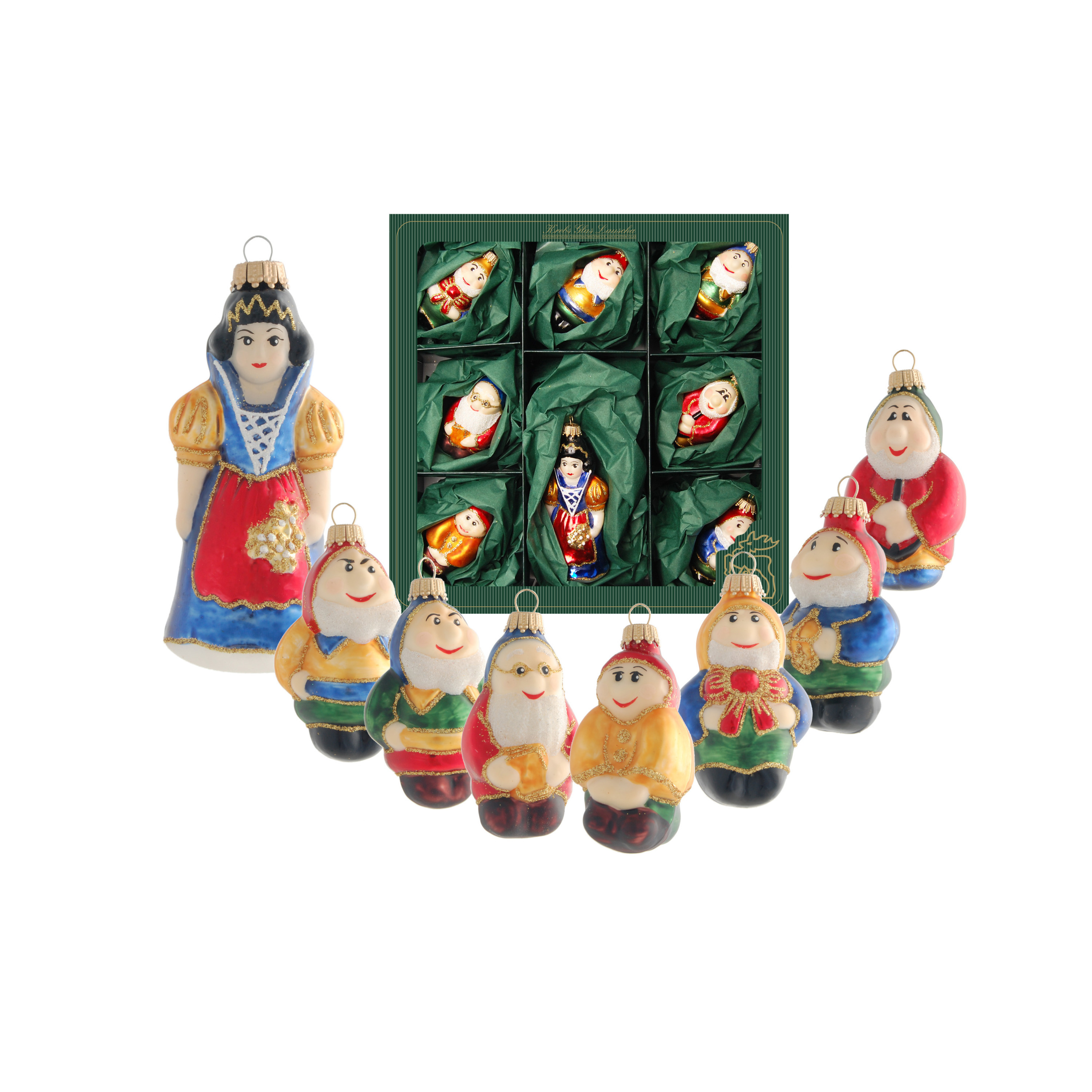 Decoris Kersthangers - 11 cm - Sneeuwwitje en de 7 dwergen - set -