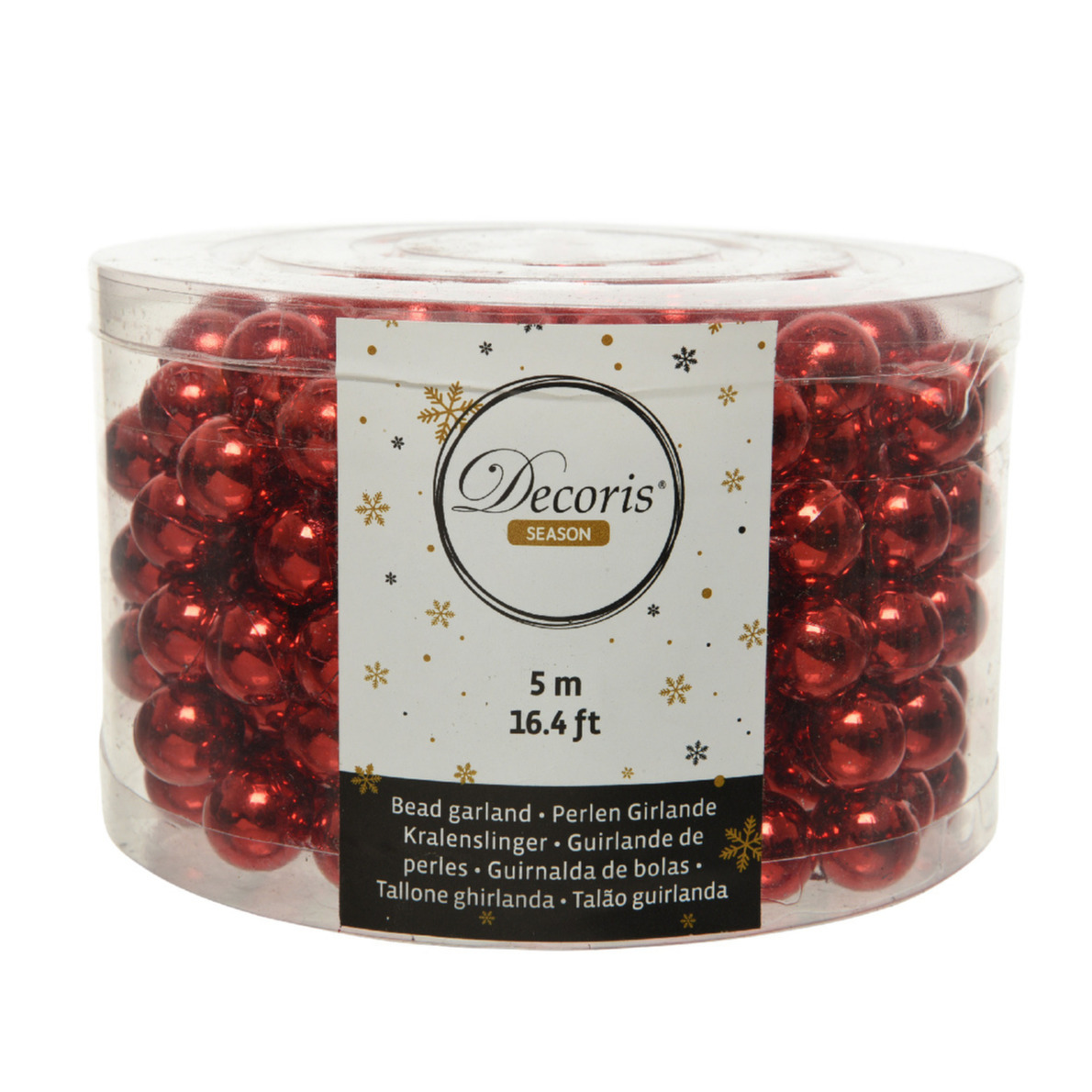 Decoris Kerstslinger - rood - kralen - 500 cm - Kerstversiering kralenslingers -