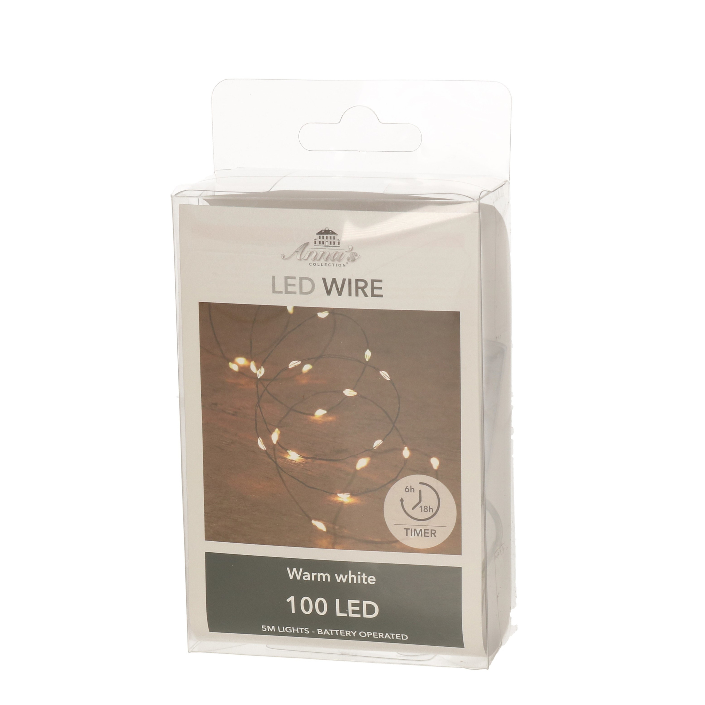Draadverlichting - 100 led lampjes - warm wit - 500 cm - lichtsnoer - batterij -