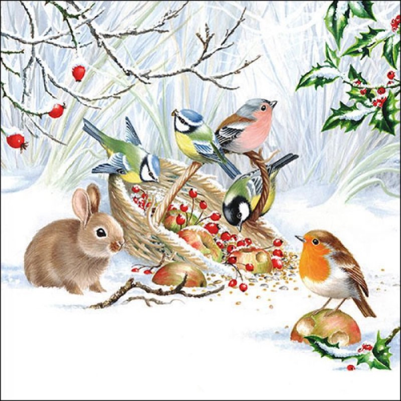 Servetten - 20x st - winter thema - 33 x 33 cm - 3-laags - papier - lunchservetten -