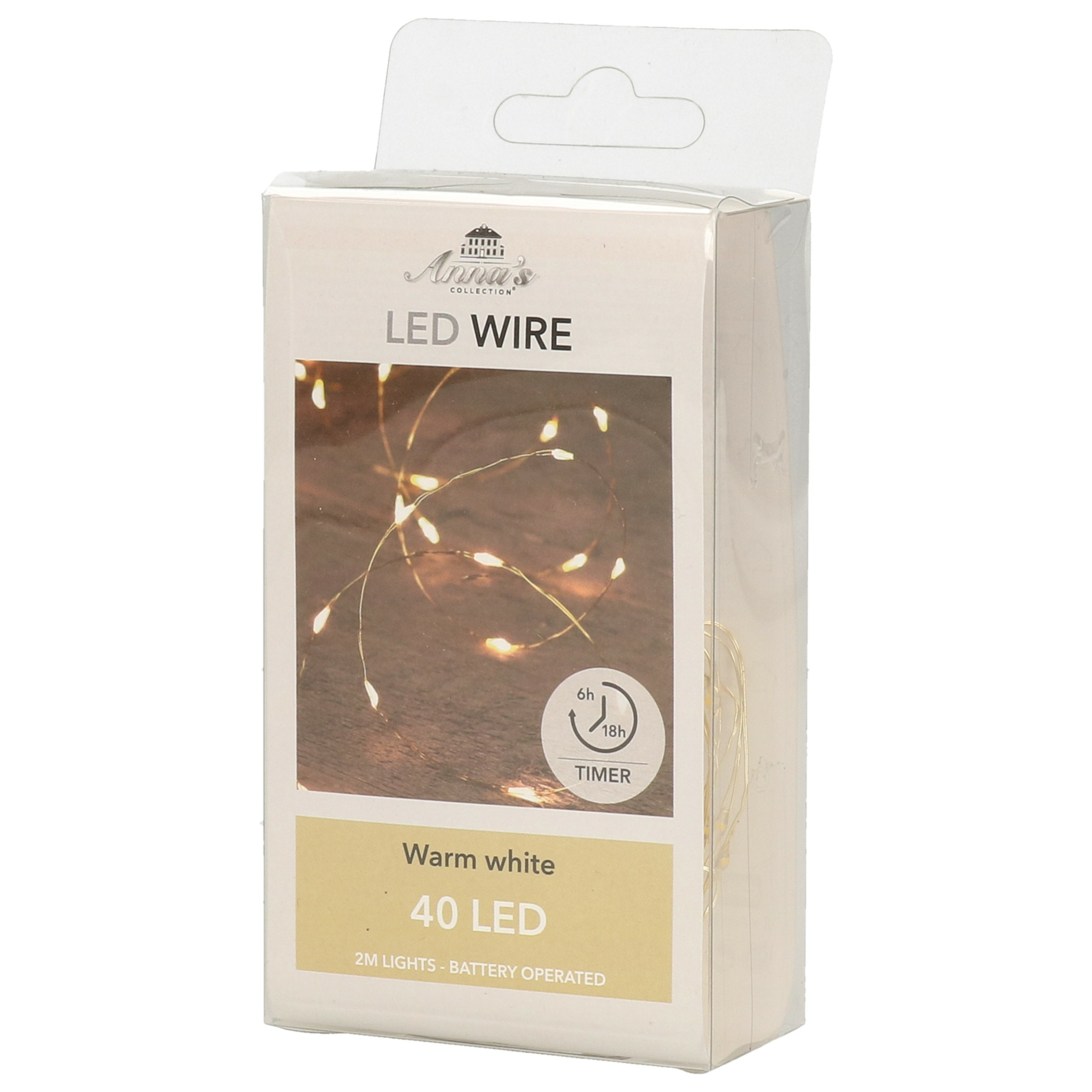 Draadverlichting - goud - 40 led lampjes - warm wit - 200 cm - batterij - lichtsnoer -