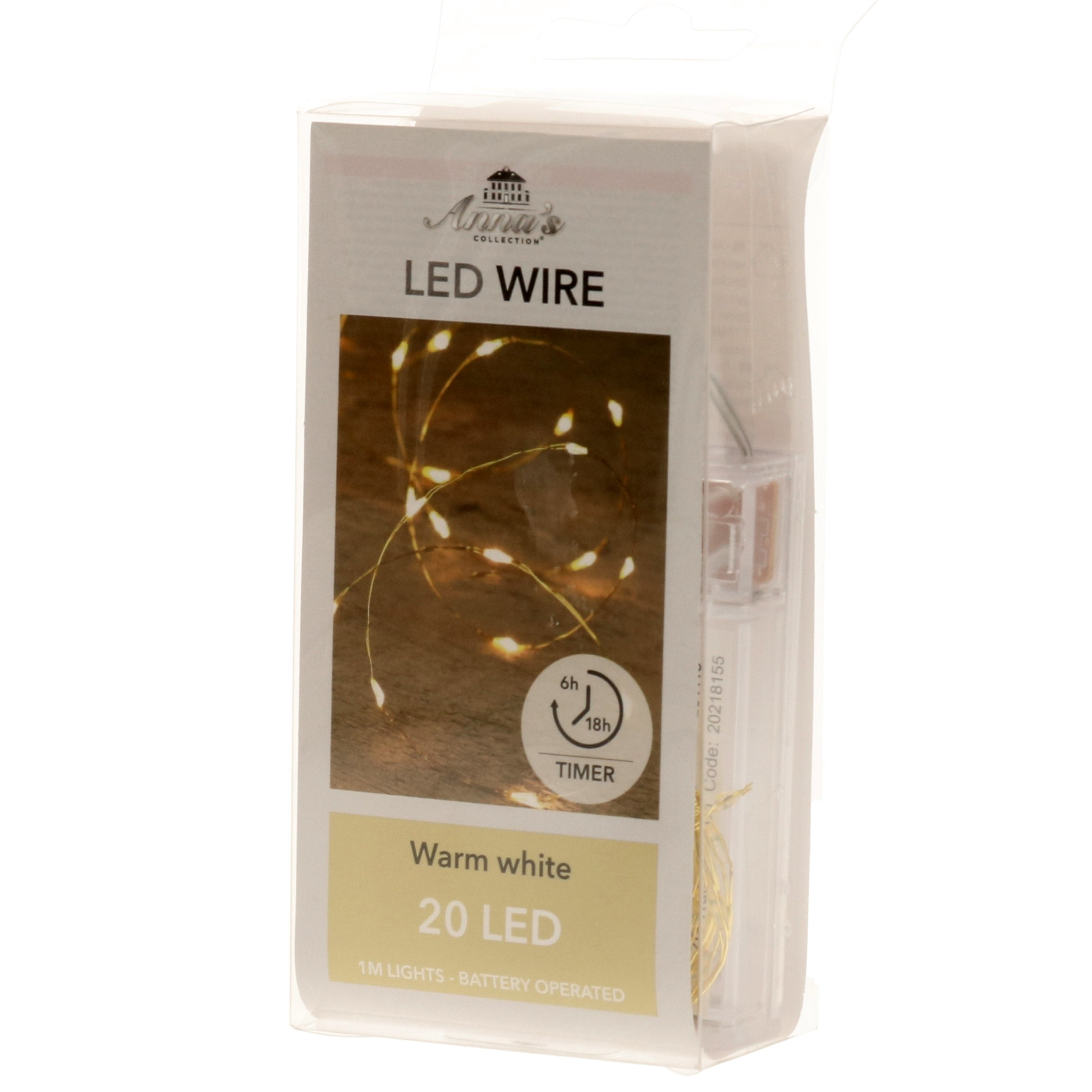 Draadverlichting - lichtsnoer - 20 led lampjes - warm wit - 100 cm - op batterij -