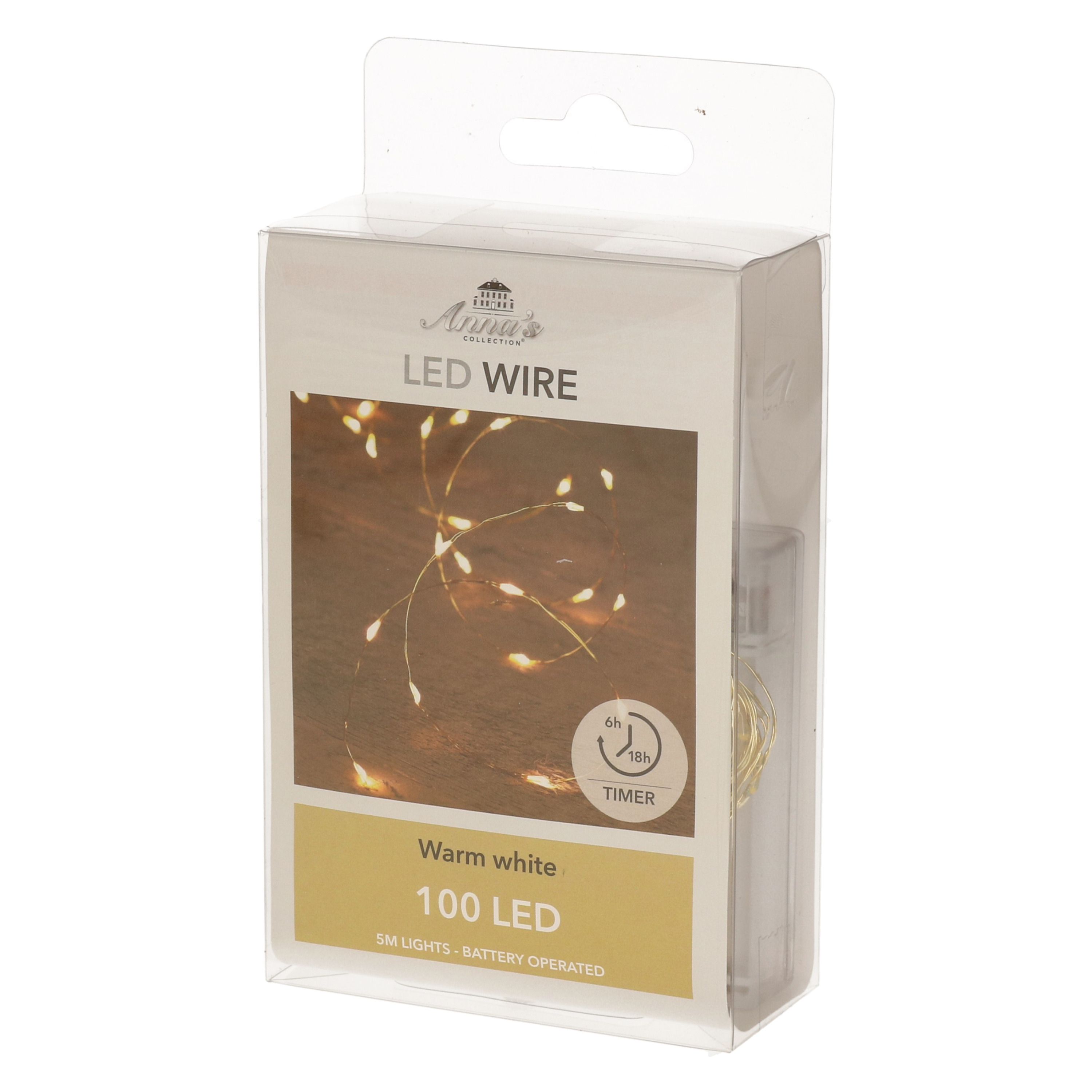 Draadverlichting - 100 led lichtjes - warm wit - 500 cm- lichtsnoer - batterij -