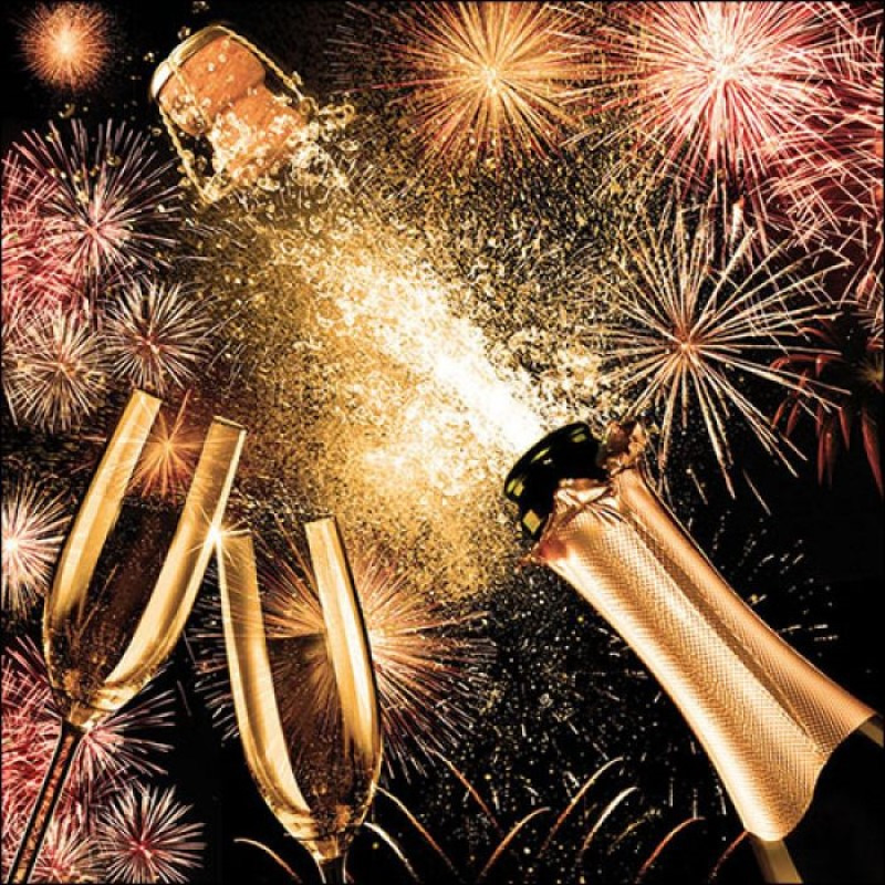 40x stuks feest thema servetten 33 x 33 cm champagne -