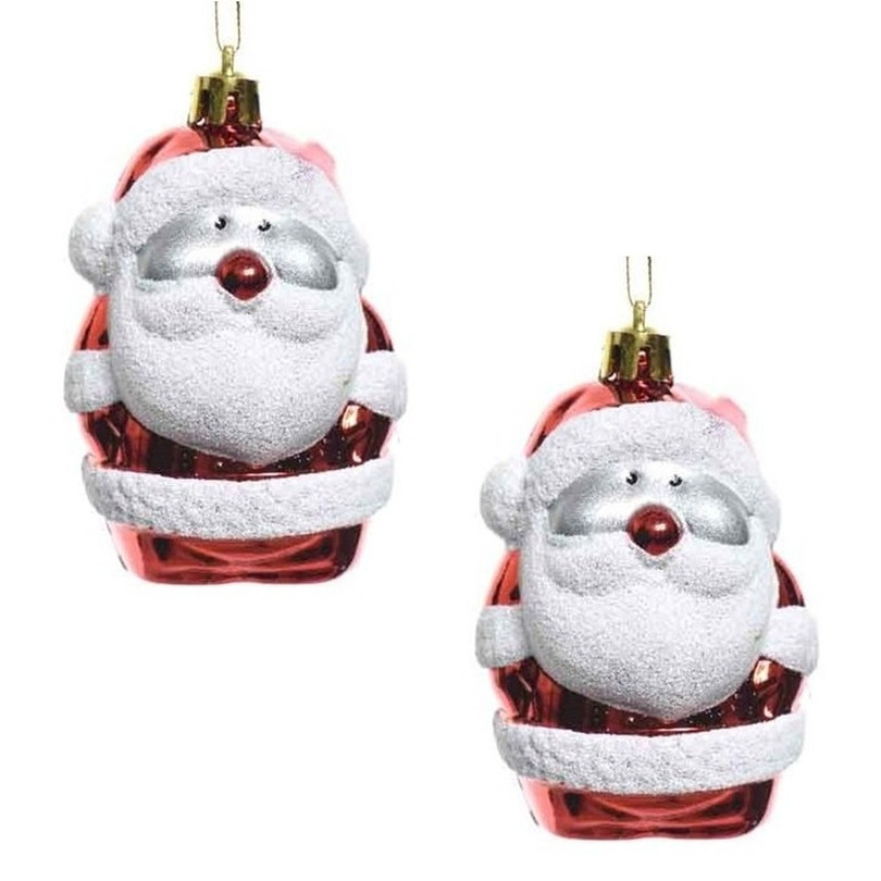 2x Kersthangers figuurtjes kerstman 8 cm -
