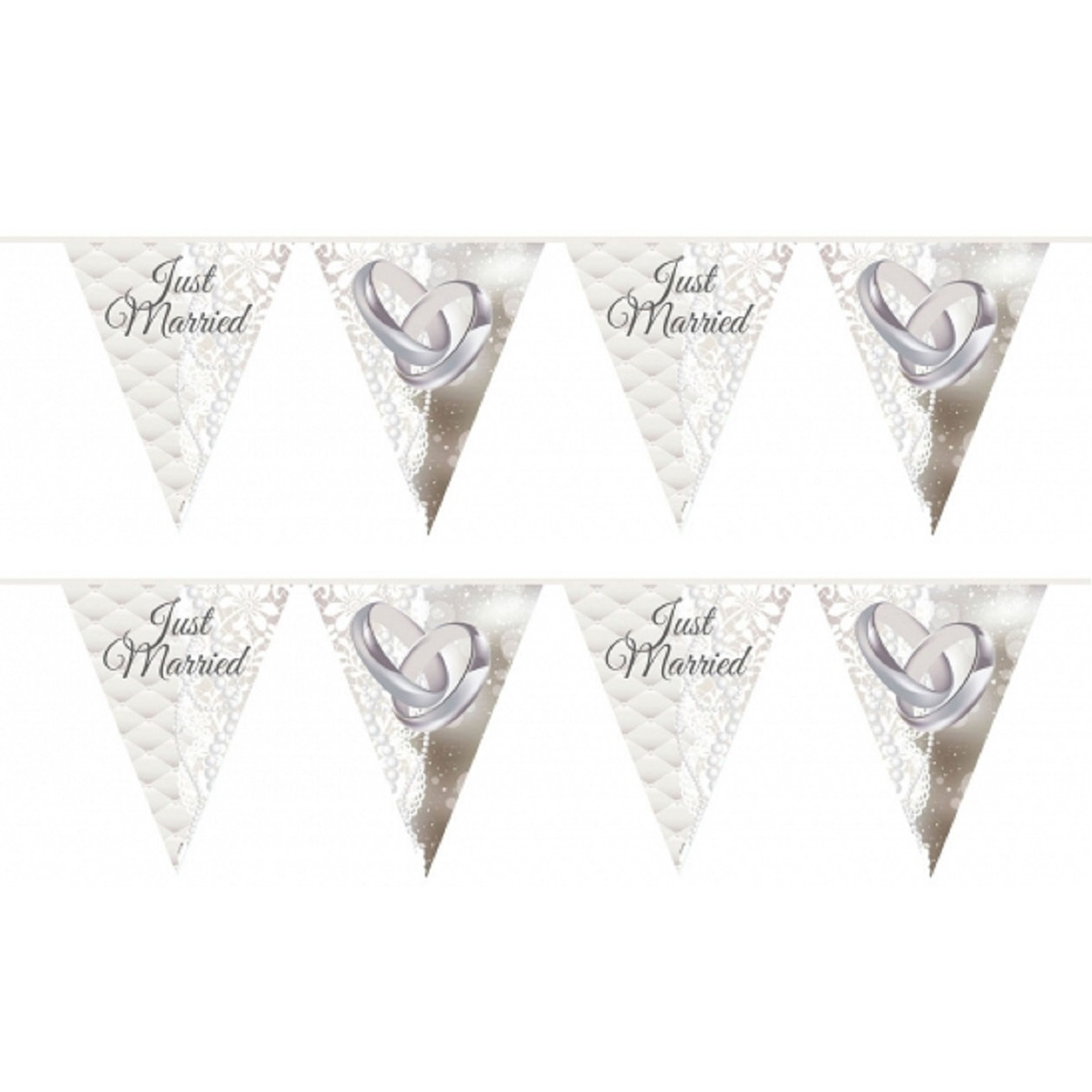 4x stuks just Married Bruiloft thema vlaggenlijn 10 meter -