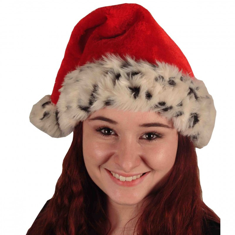 Sandy Luxe kerstmuts - rood - luipaard print - volwassenen - pluche - kerstaccessoires  -