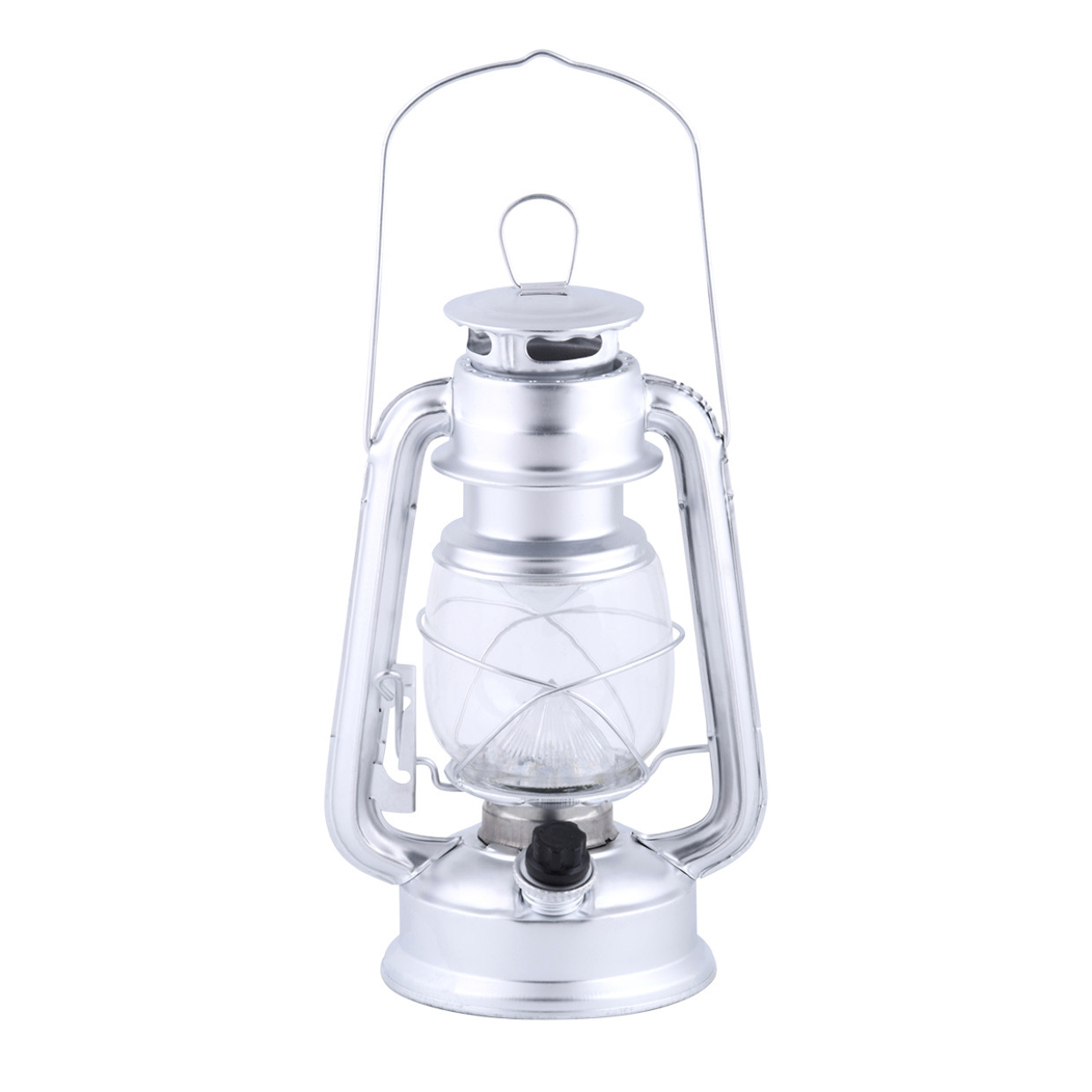 Fancy Flames Lantaarn - op batterijen - zilverkleurig - windlicht - metaal - LED - 11,5 x 15 x 24 cm -