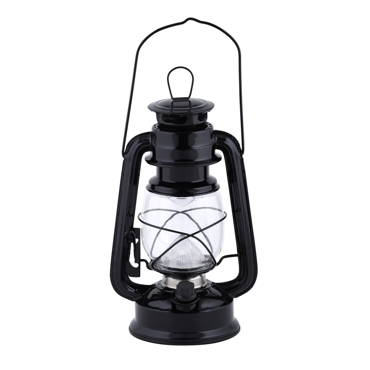 Fancy Flames Lantaarn - op batterijen - zwart - windlicht - metaal - LED - 11,5 x 15 x 24 cm -