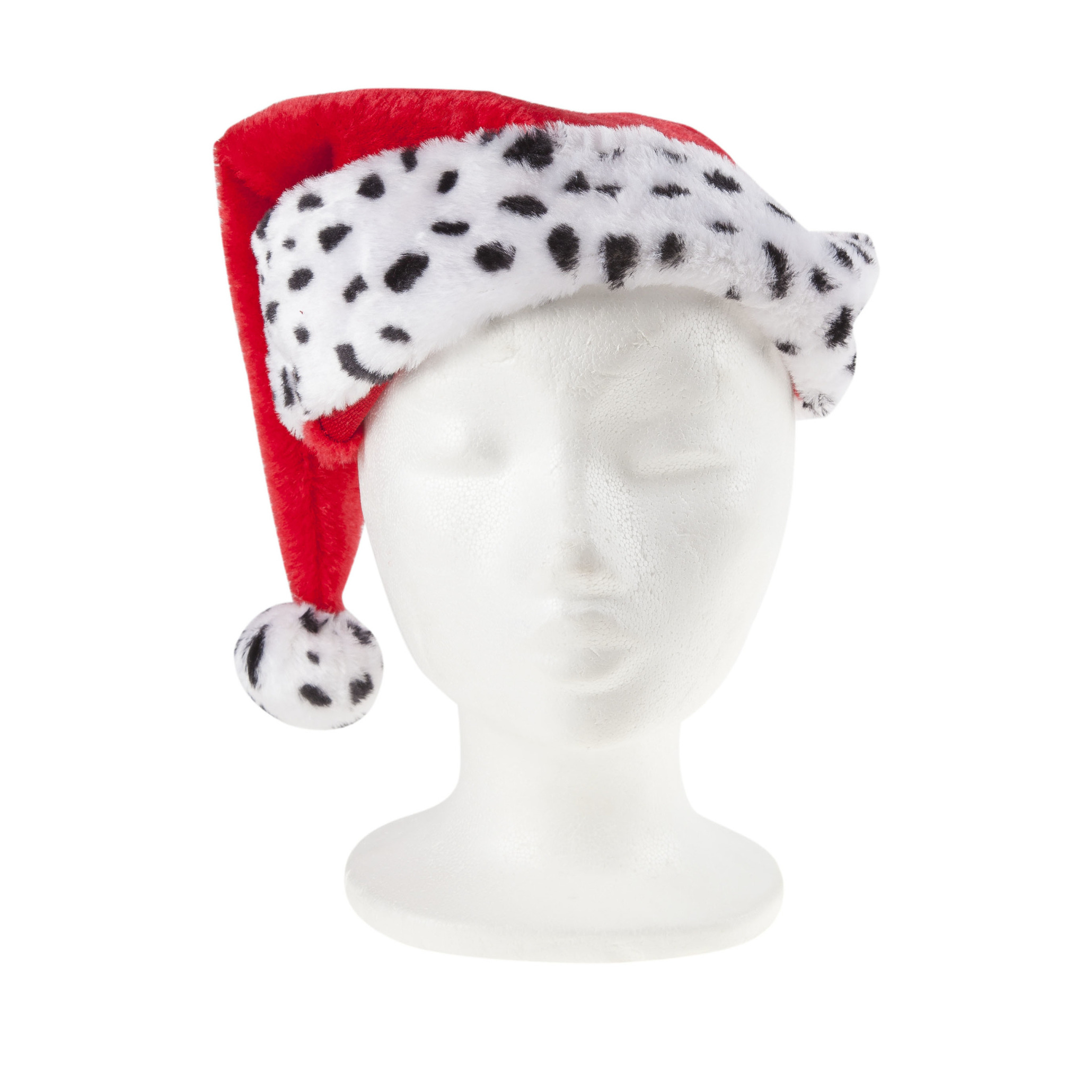 Kerstmuts - dalmatier print - rood - voor volwassenen - 30 x 40 cm -