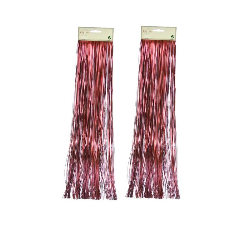 2x zakjes lametta golvend engelenhaar rood 50 x 500 cm -