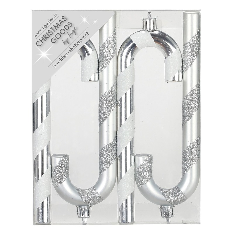 12x Kersthangers figuurtjes zuurstokken zilver 14 cm -
