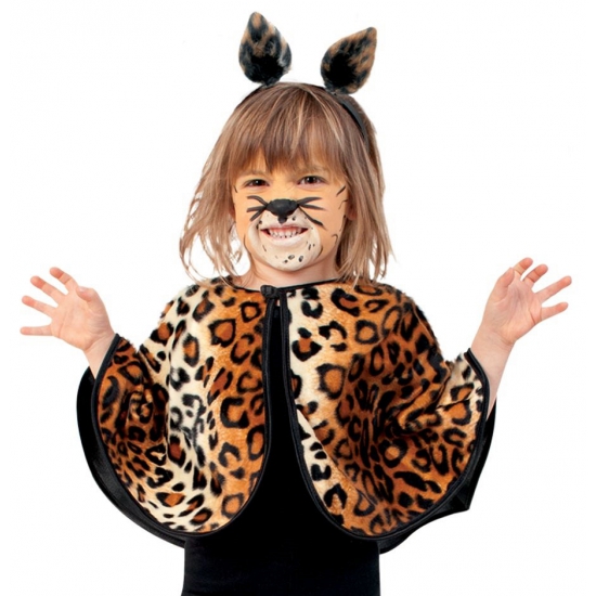 Peuter carnaval verkleed poncho luipaard/panter 104 -
