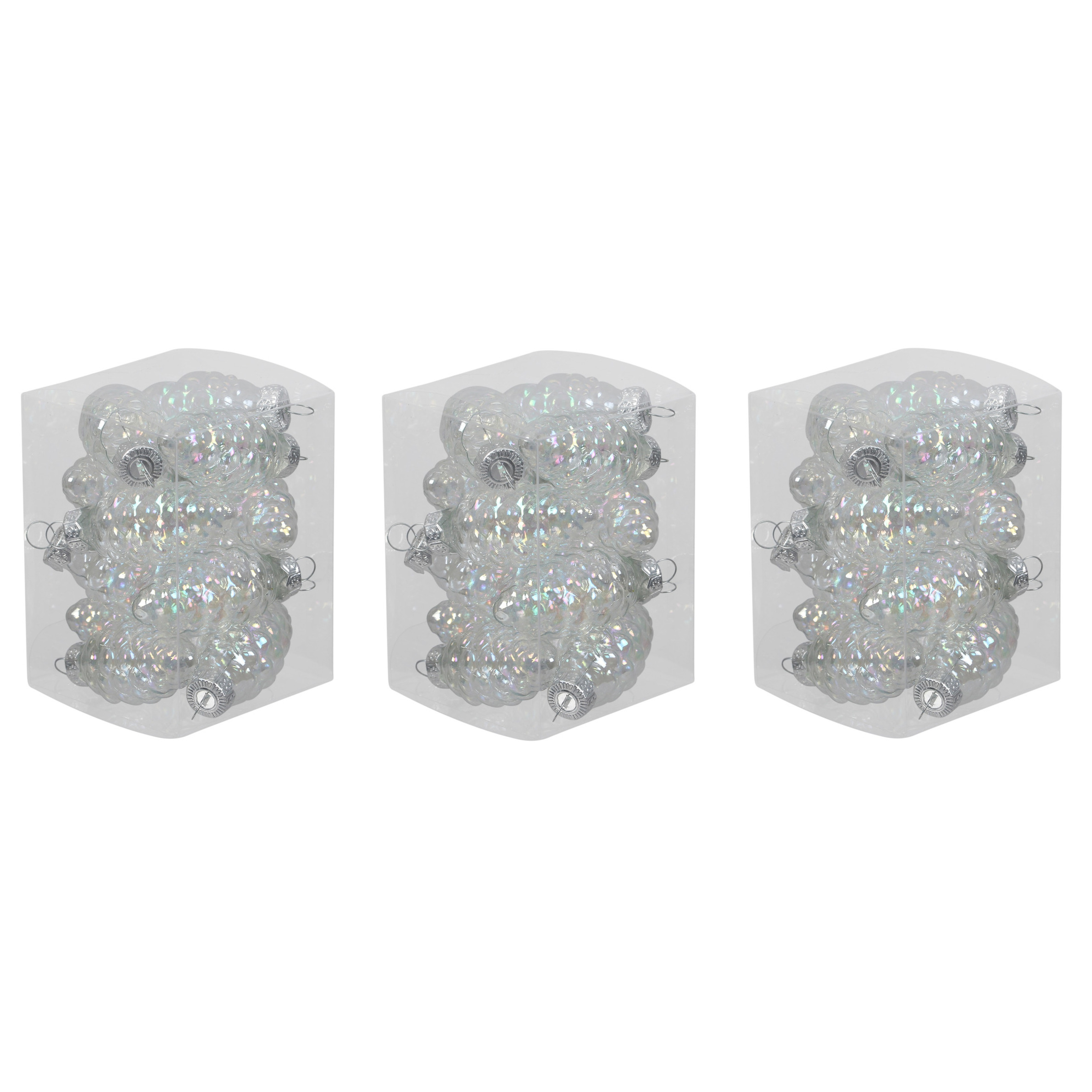 36x stuks glazen dennenappels kersthangers transparant parelmoer 6 cm mat/glans -