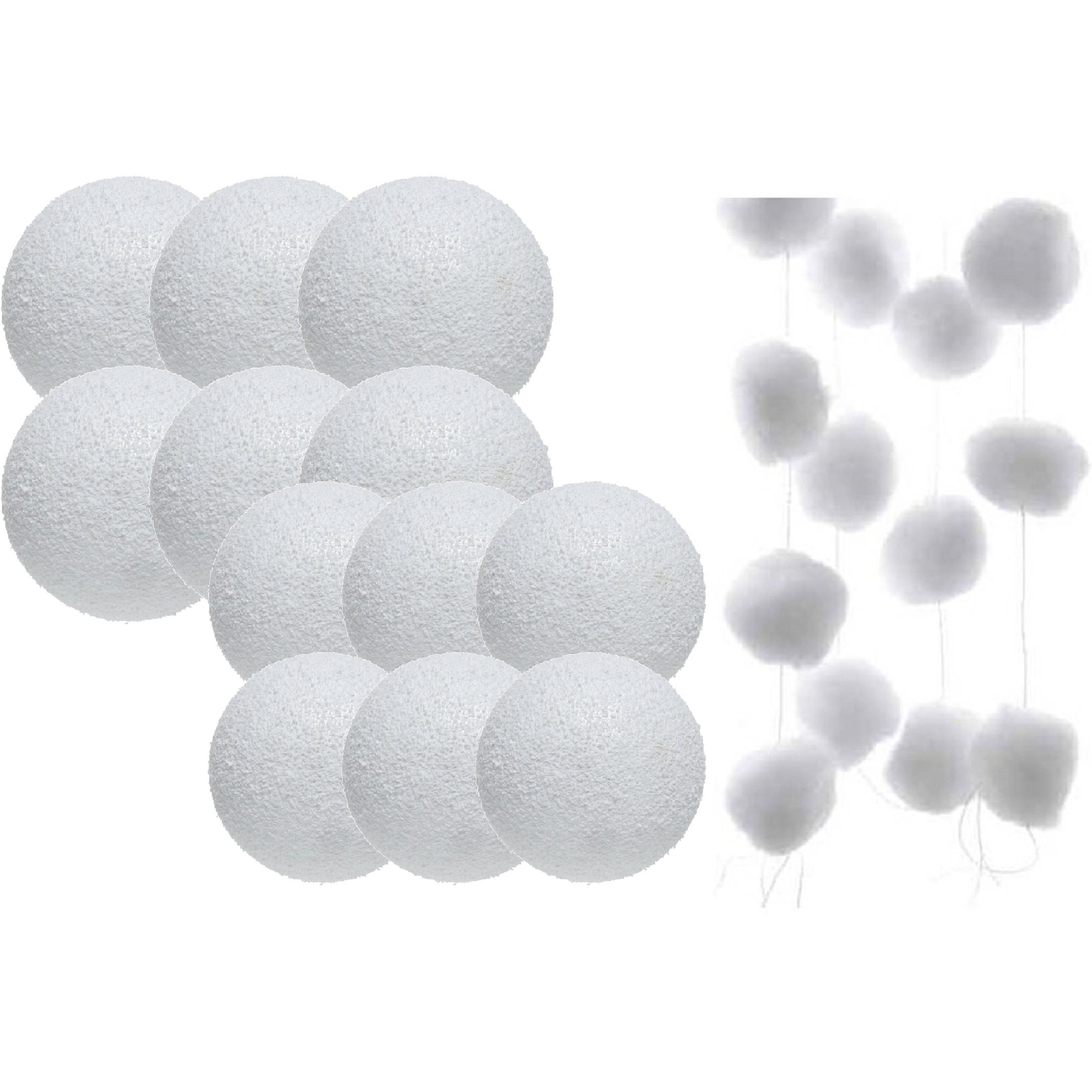 Pakket van 52x stuks deco sneeuwballen diverse formaten -