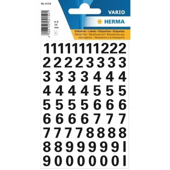 Stickervelletjes met 284x plak cijfers stickers zwart 10mm -