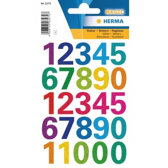 Stickervelletjes met 100x stuks plak cijfers gekleurd 2,5 cm -