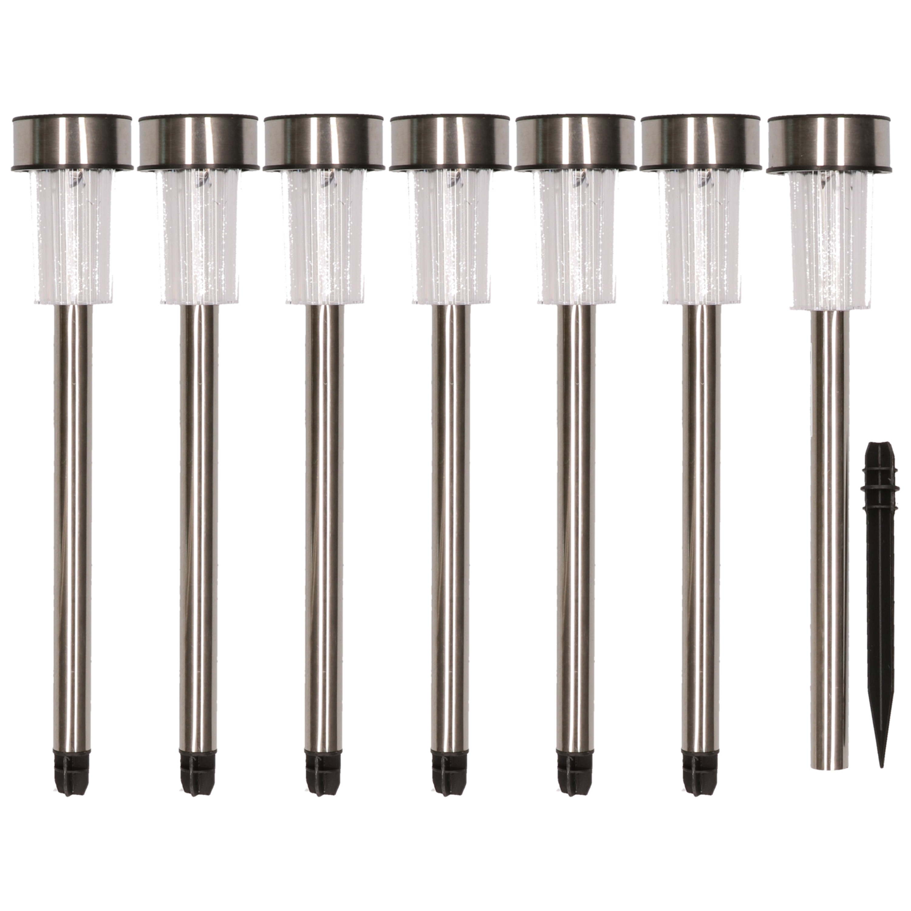 Set van 14x stuks solar tuinlampen/prikspots op zonne-energie 36 cm Rvs -