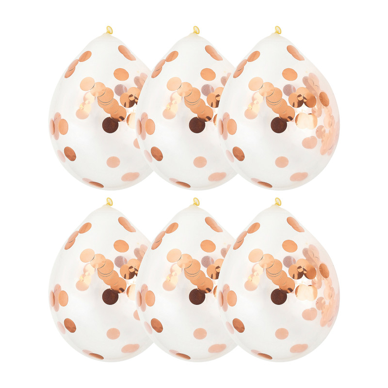 Confettiballon - paars/roze - 6 stuks
